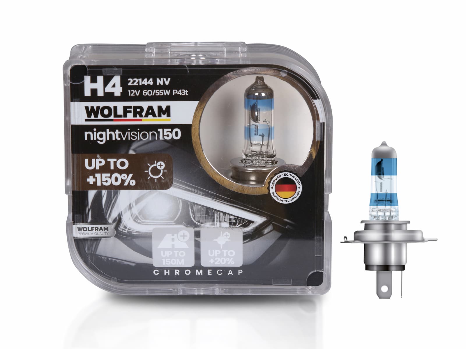Wolfram H4 Ampul NV +%150 Fazla Işık ve %20 Beyaz Işık 12V 60/55W