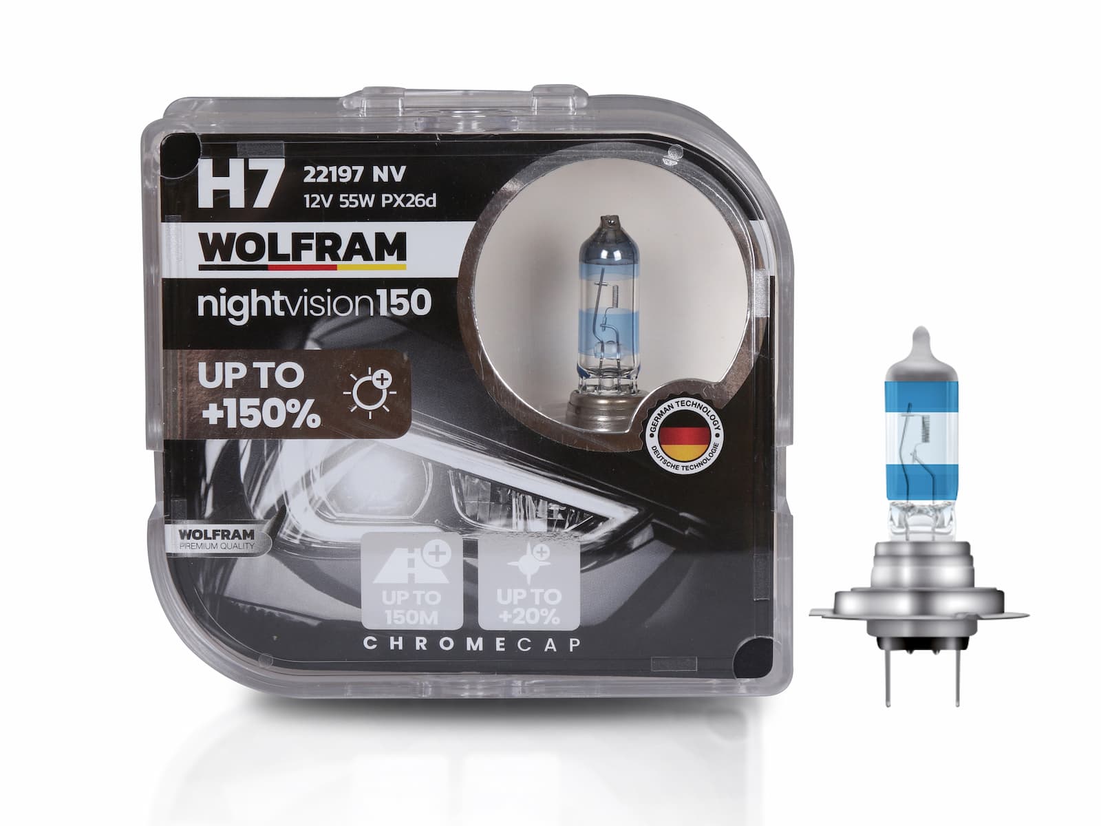 Wolfram H7 Ampul NV +%150 Fazla Işık ve %20 Beyaz Işık 12V 55W