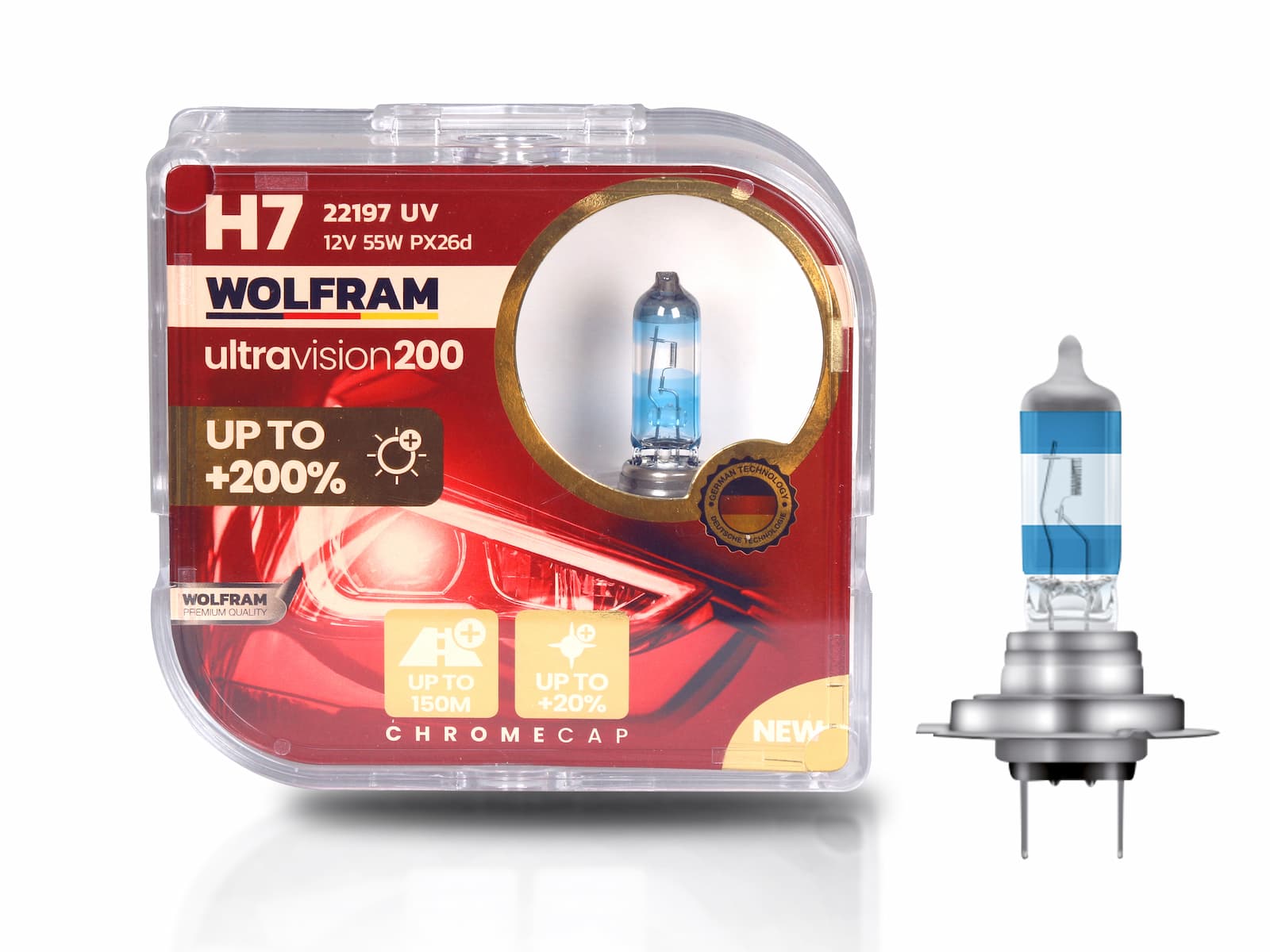 Wolfram H7 Ampul Ultra Vision +%200 Fazla +%20 Beyaz Işık 12V 55W