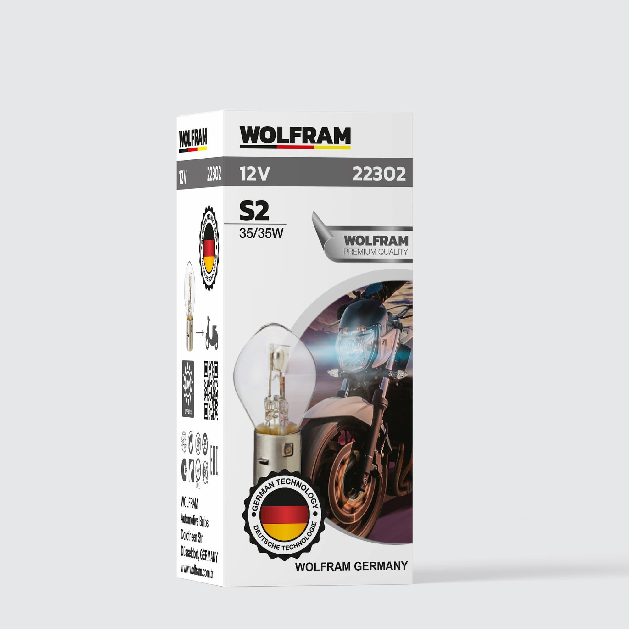 Wolfram S2 Ampul Standart Işık Motosiklet ( Çift Soğutmalı ) 12V 35/35W
