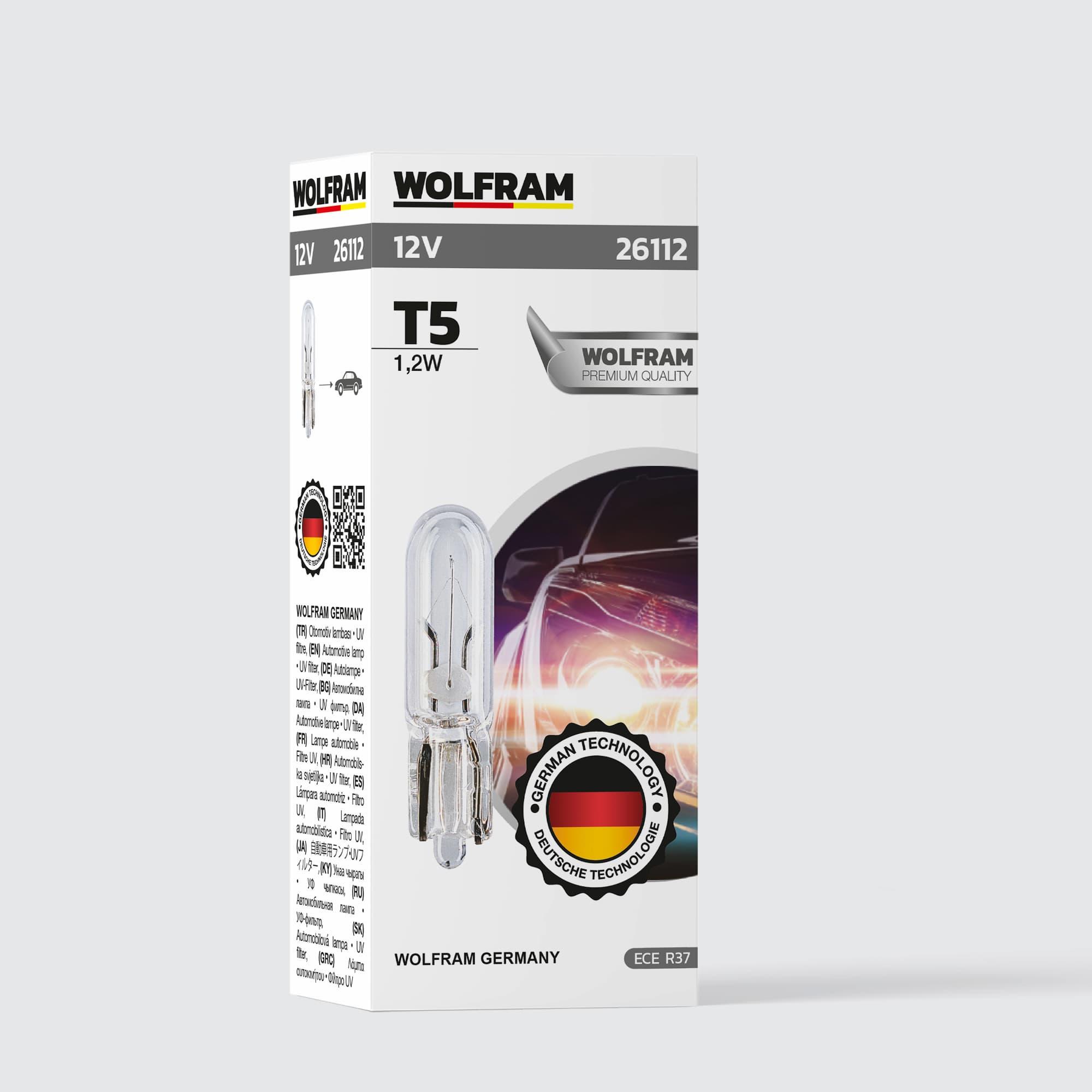 Wolfram T5 Ampul T5 Küçük Dipsiz Ampul 12V 1,2W