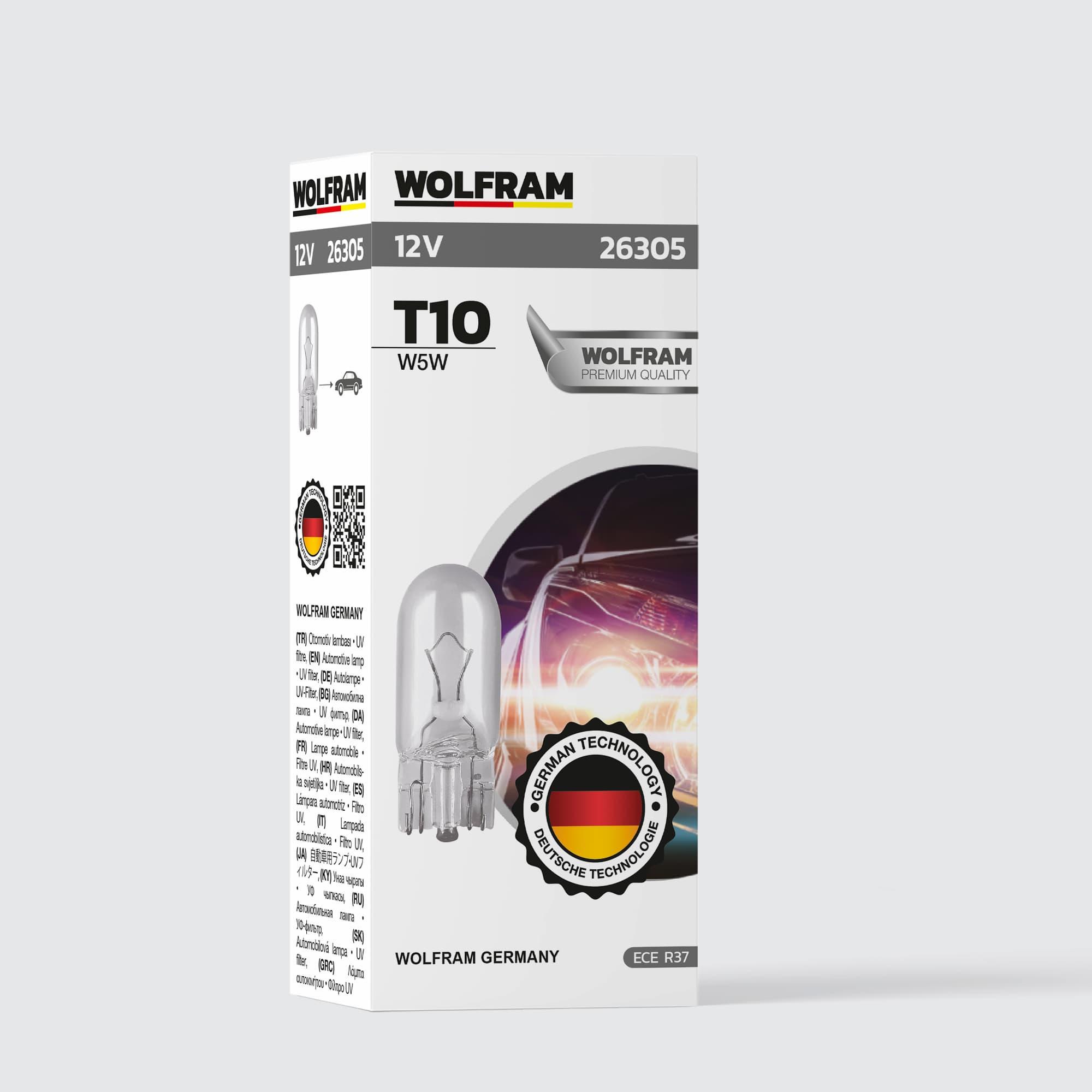 Wolfram T10 Ampul T10 Orta Dipsiz Ampul 12V 5W