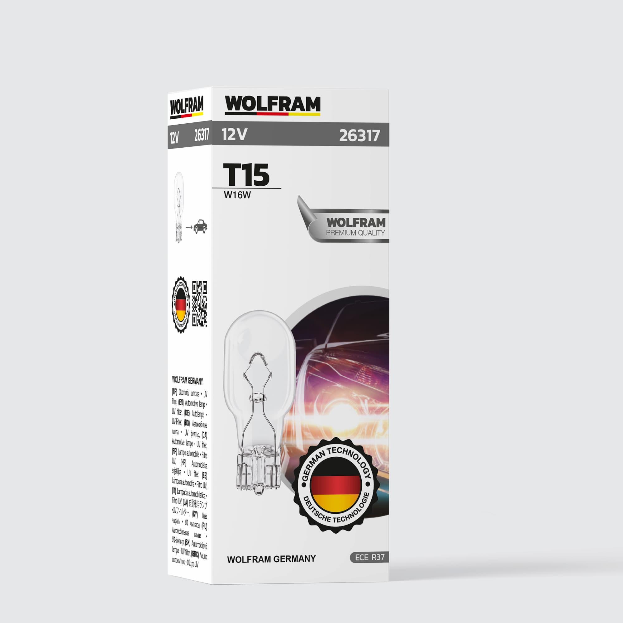 Wolfram T15 Ampul T15 Büyük Dipsiz Ampul 12V 16W