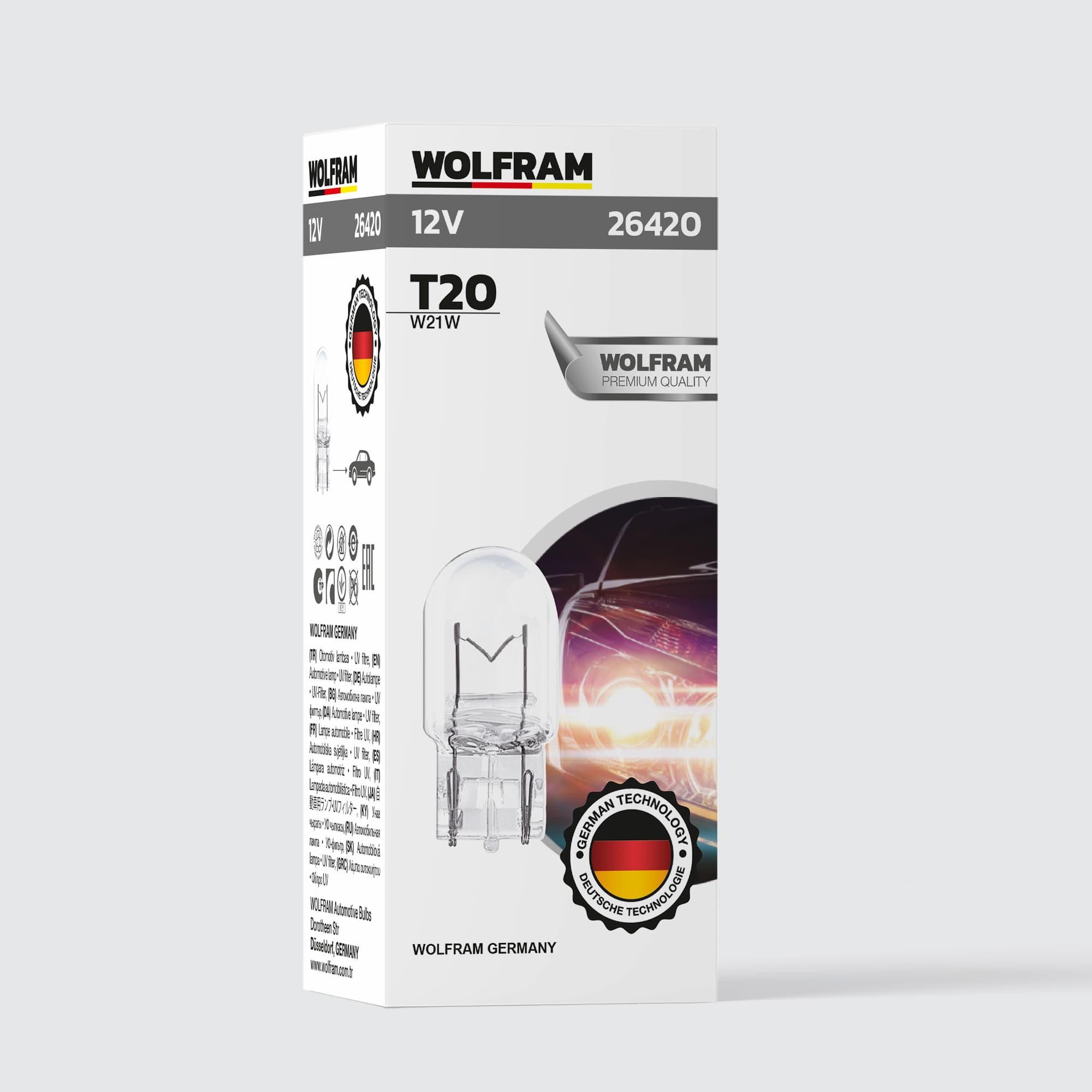 Wolfram T20 Ampul T20 Jumbo Dipsiz Ampul 12V 21W