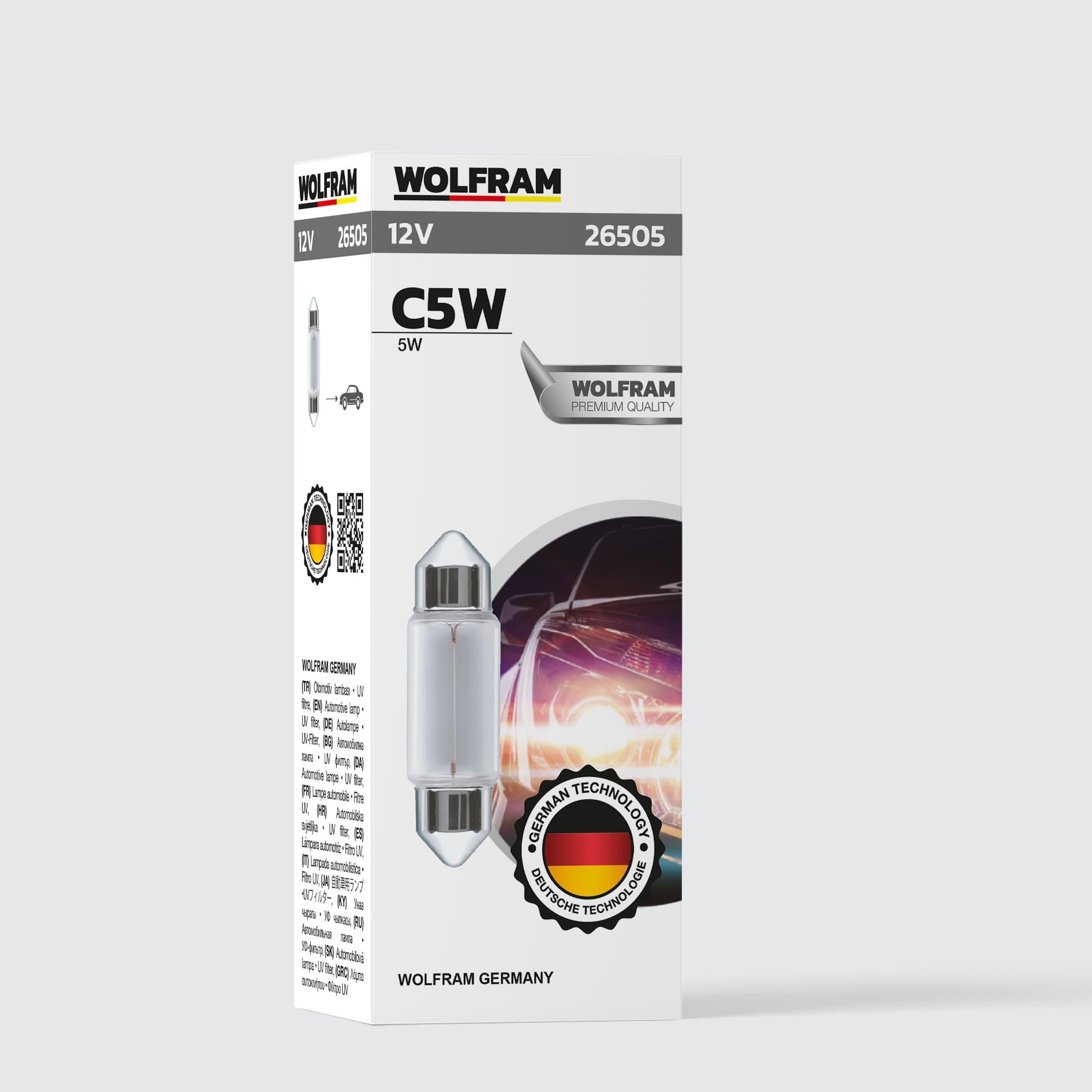 Wolfram CW5 Ampul Sofit Ampul Orta Boy 36 mm 12V 5W