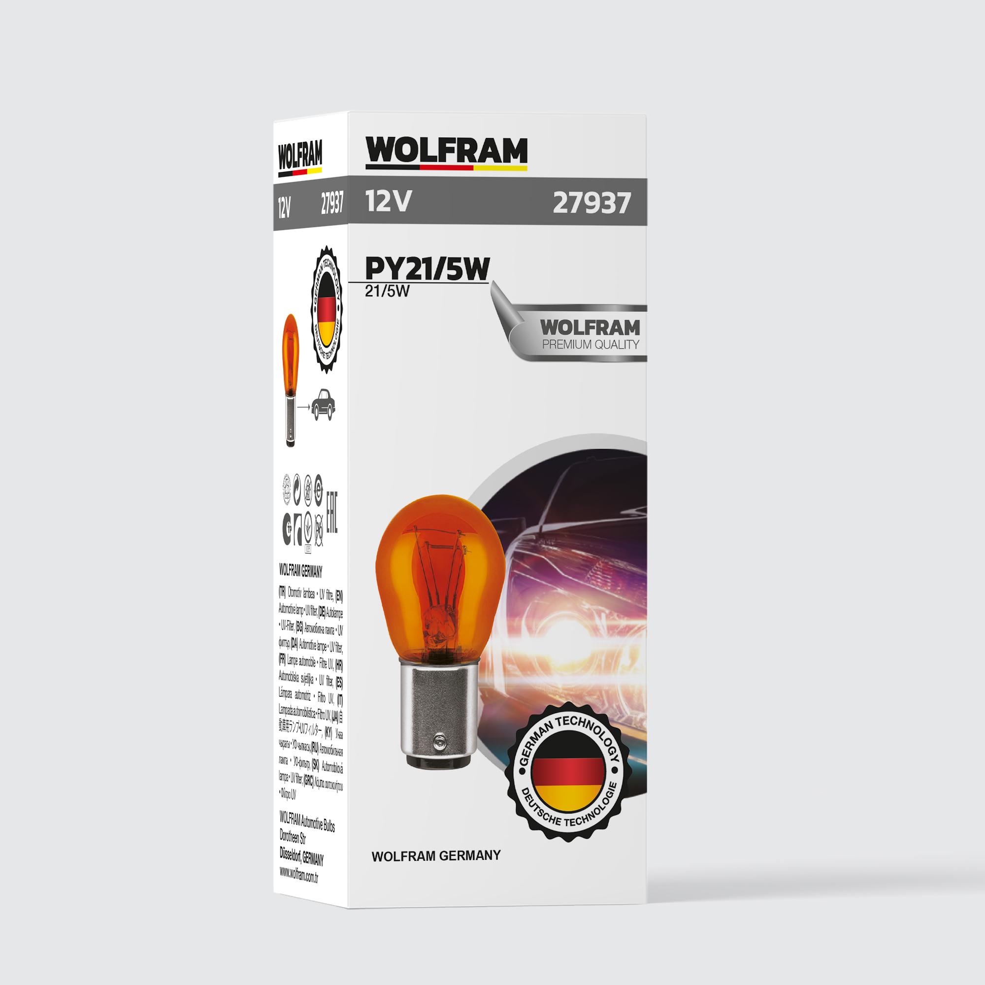 Wolfram PY21/5W Ampul 1016 Sarı 12V 21/5W