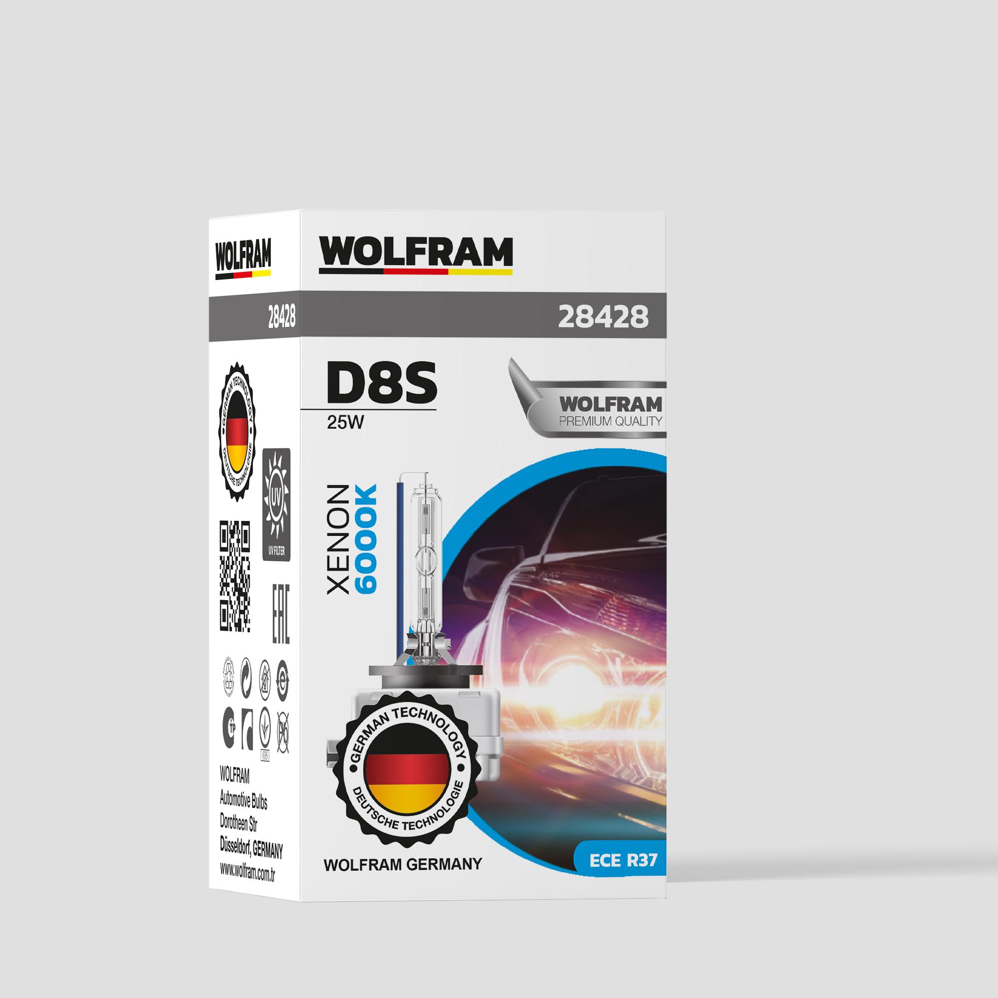 Wolfram D8S Xenon Ampul Beyaz Işık 12V 25W
