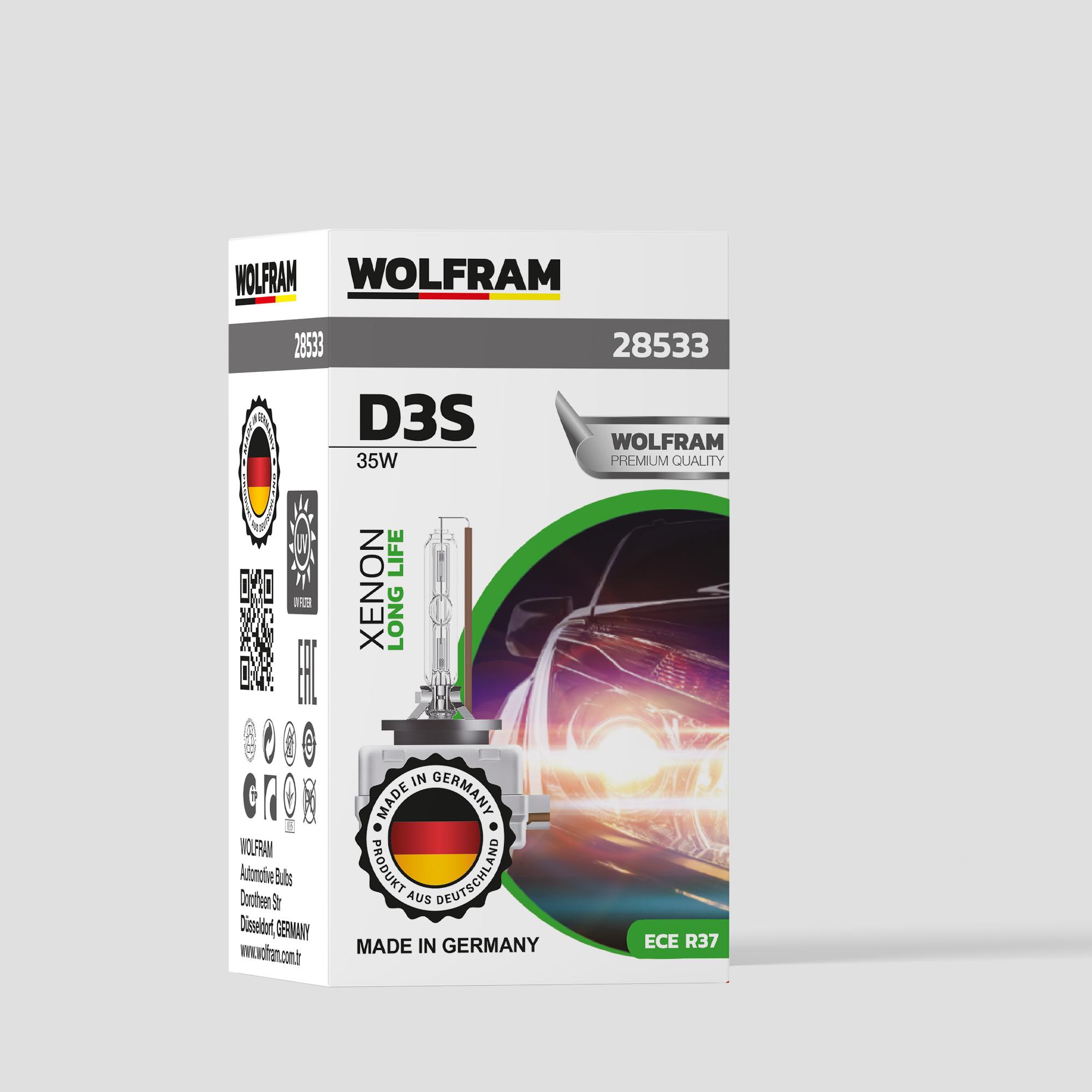 Wolfram D3S Xenon Ampul Standart Işık Uzun Ömür 12V 35W