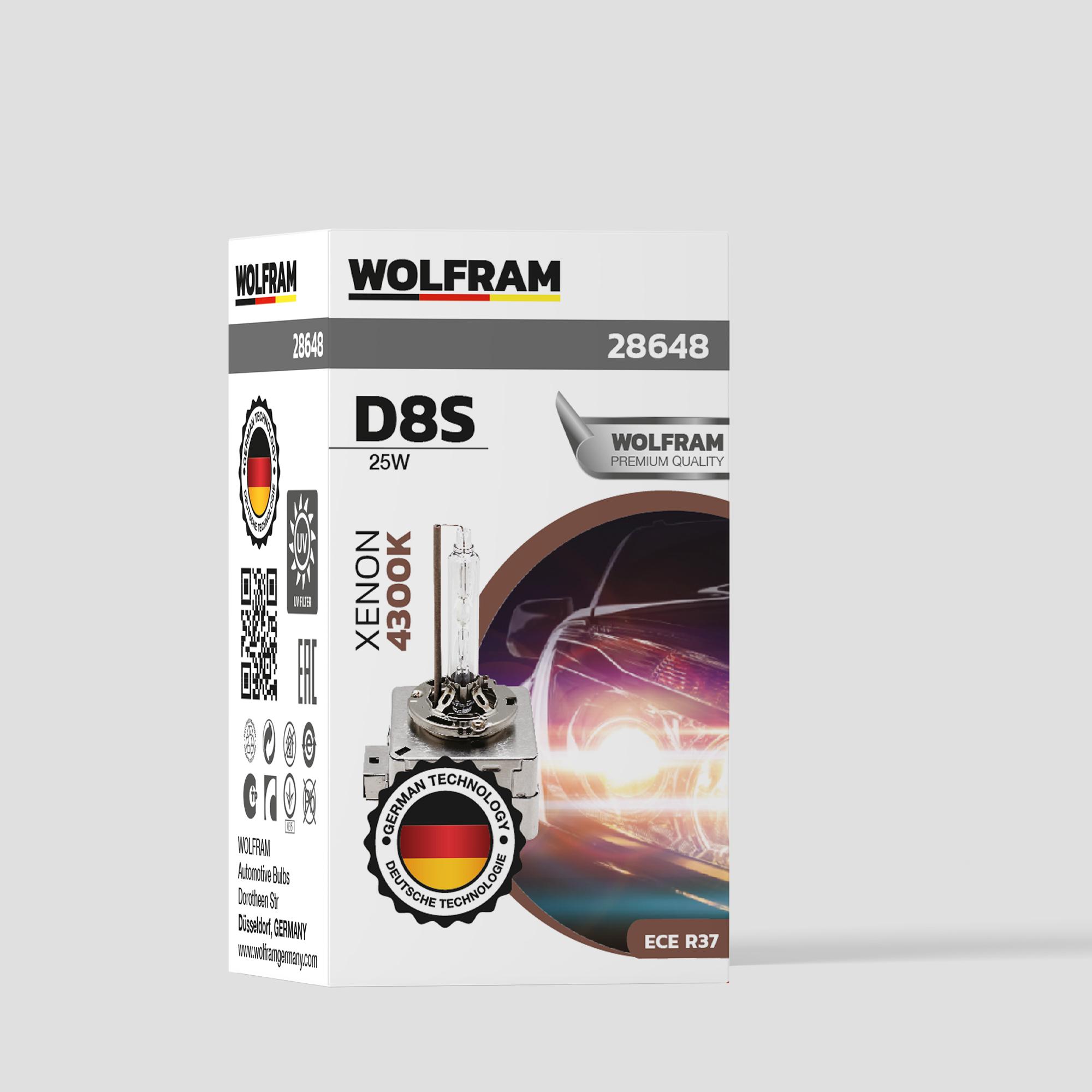Wolfram D8S Xenon Ampul Standart Işık Ultraviolet 12V 25W