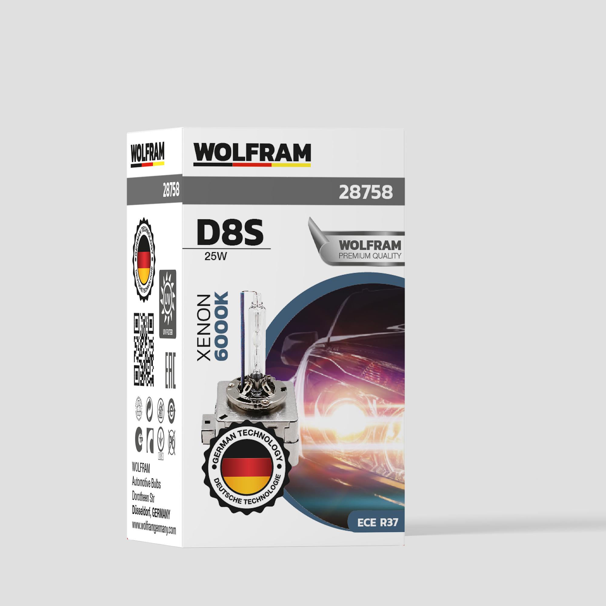 Wolfram D8S Xenon Ampul Beyaz Işık Ultraviolet 12V 25W