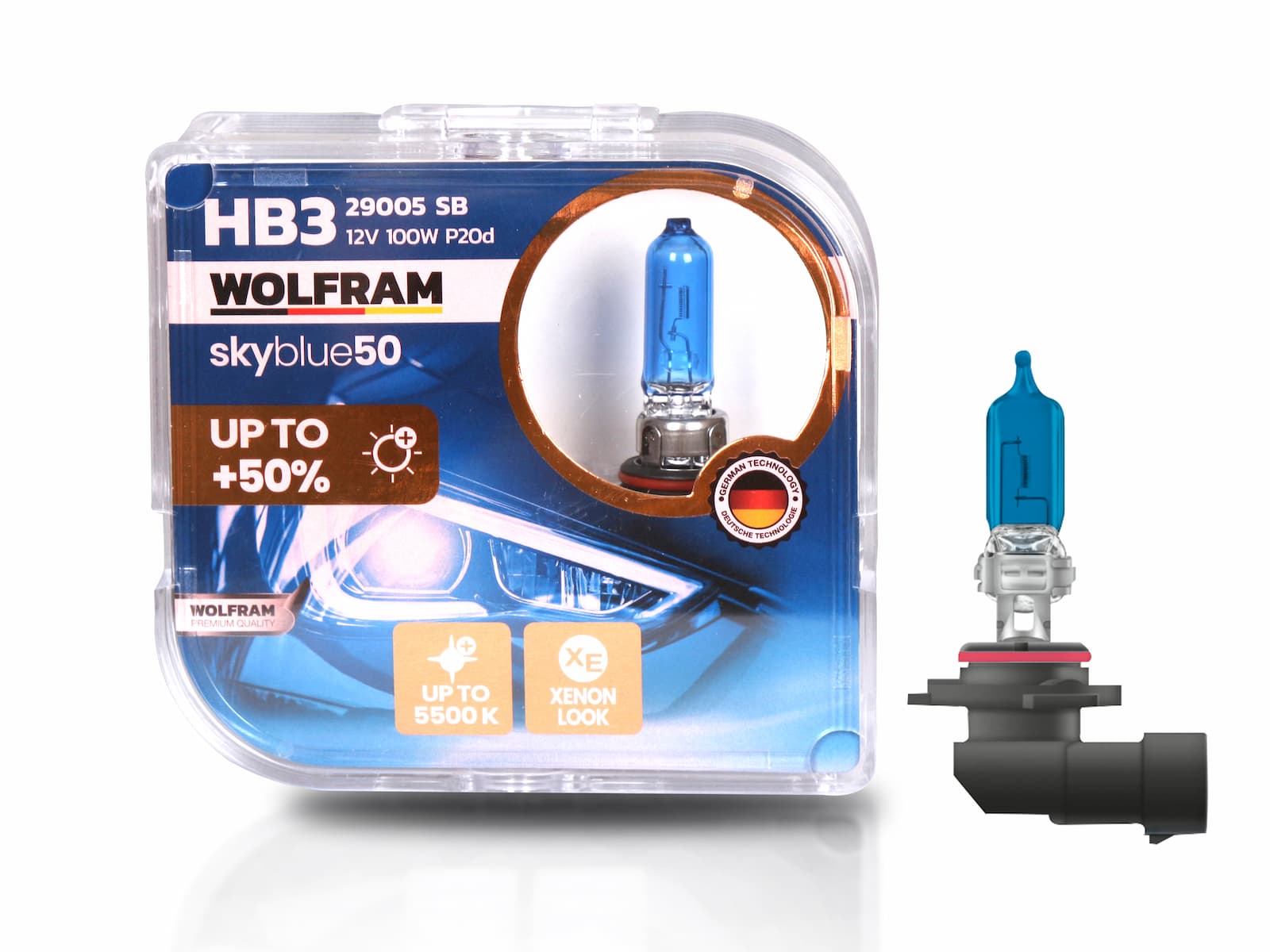 Wolfram HB3 Ampul Sky Blue Beyaz Işık 12V 100W