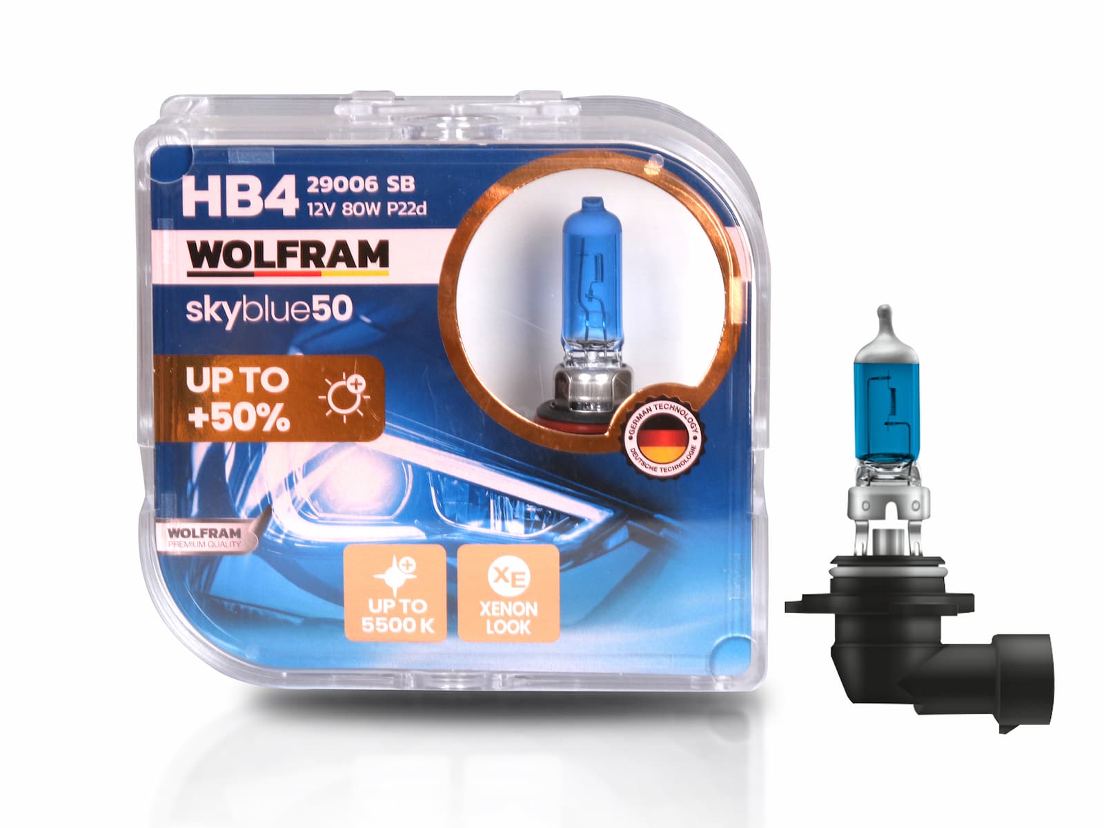 Wolfram HB4 Ampul Sky Blue Beyaz Işık 12V 80W