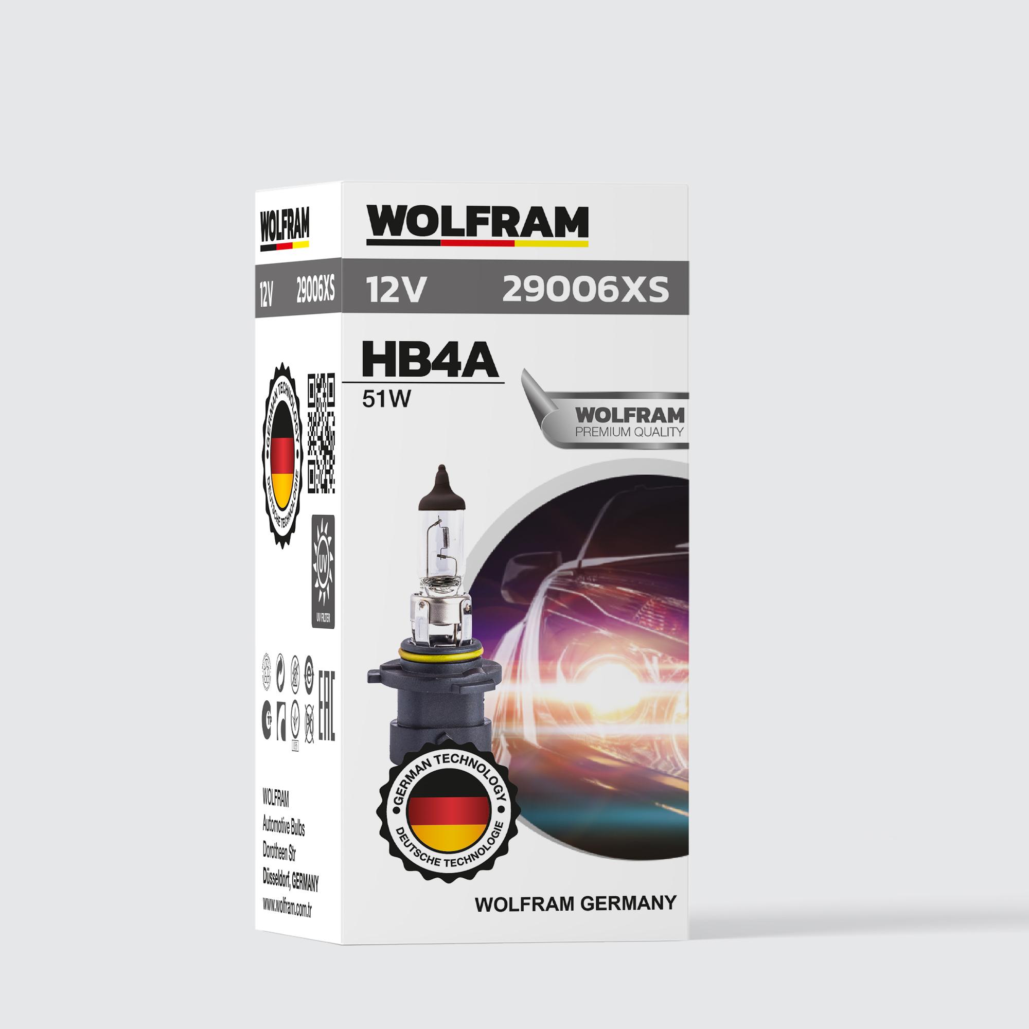 Wolfram HB4A Ampul 9006 XS Standart Işık Düz Soket 12V 51W