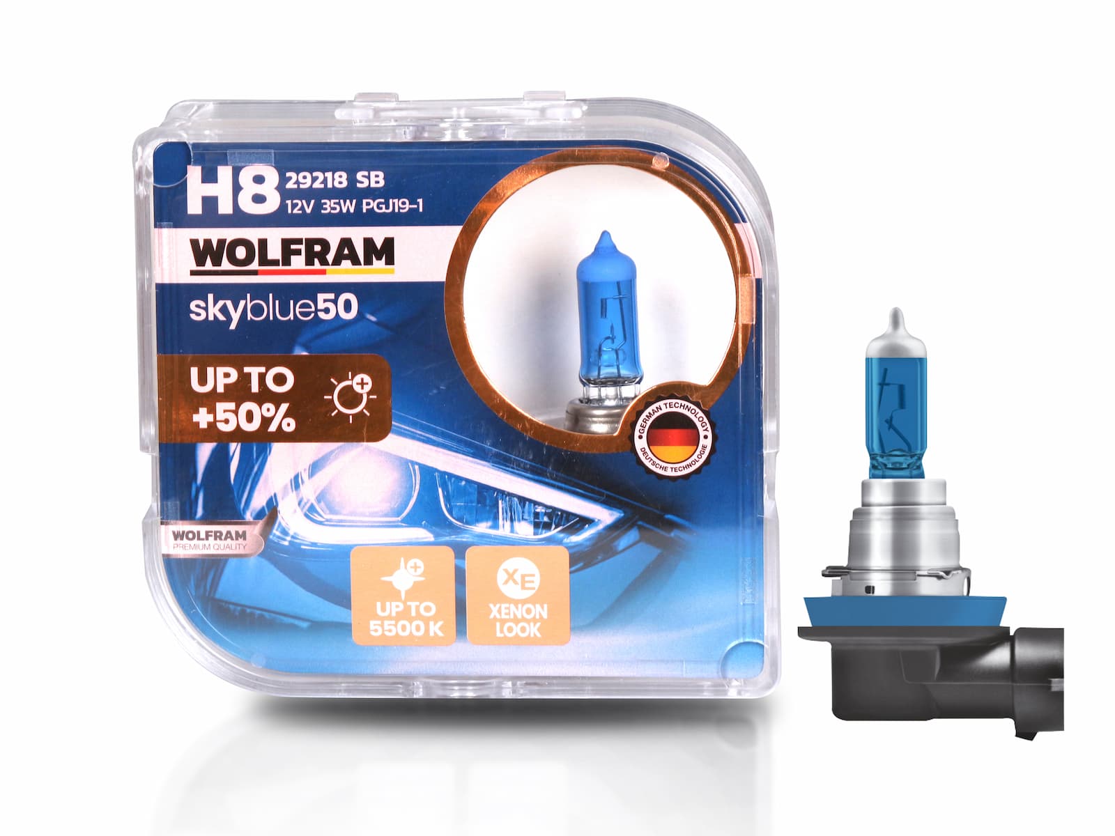 Wolfram H8 Ampul Sky Blue Beyaz Işık 12V 35W