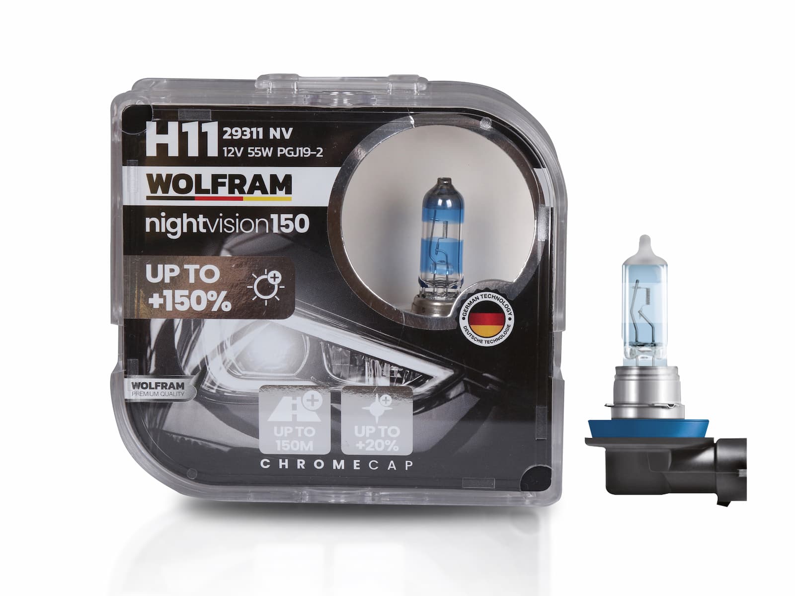 Wolfram H11 Ampul NV +%150 Fazla Işık ve %20 Beyaz Işık 12V 55W
