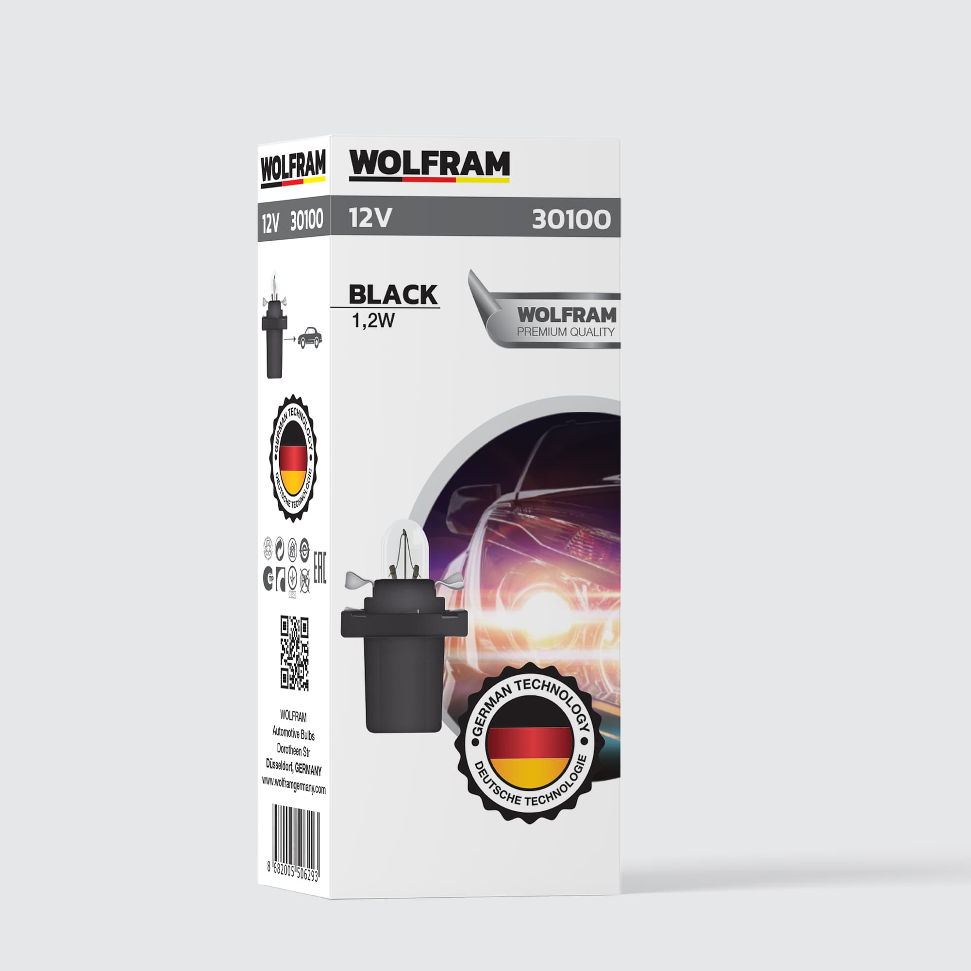 Wolfram MF Duylu Gösterge Ampulü Siyah 12V 1,2W