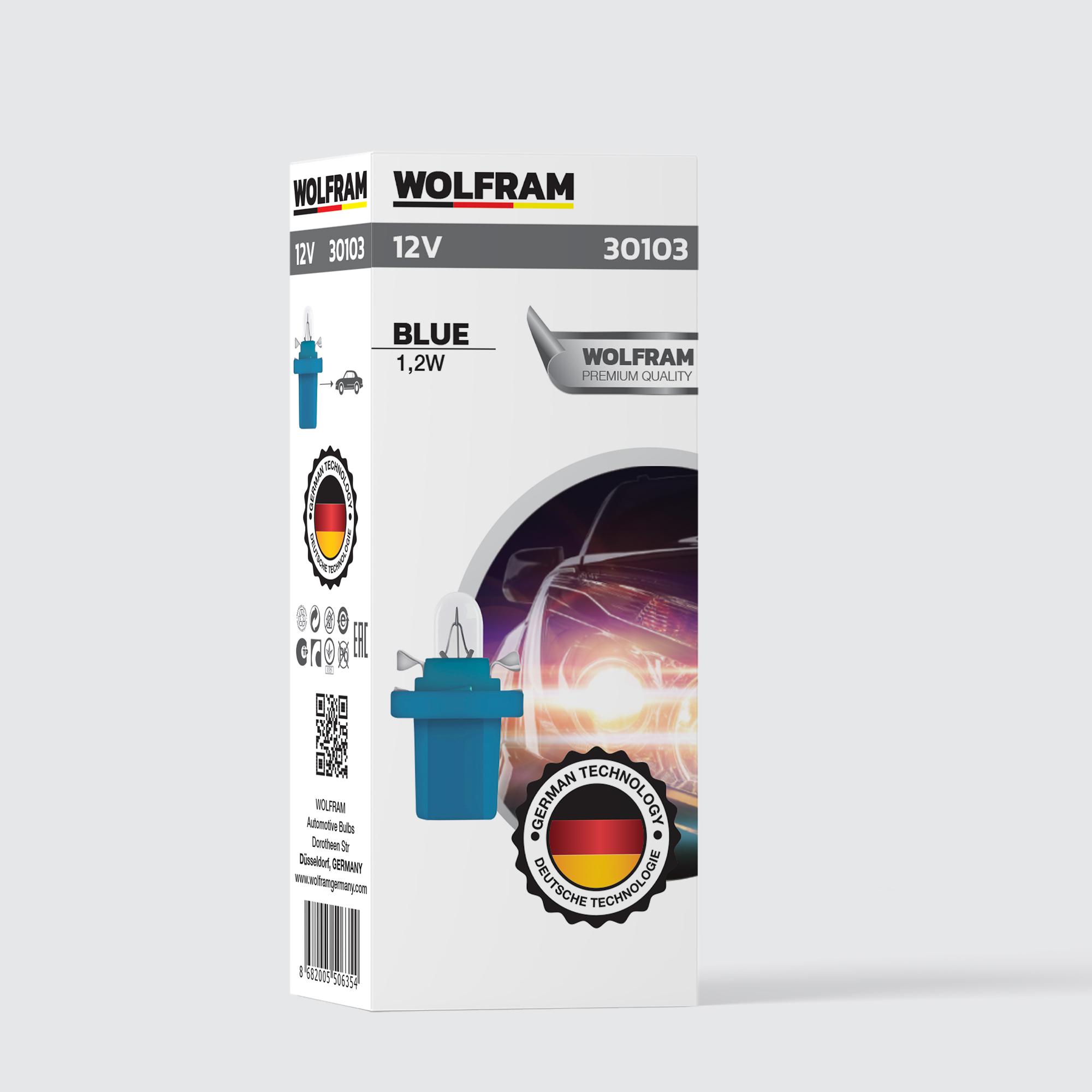 Wolfram MFX Duylu Gösterge Ampulü Mavi 12V 1,2W