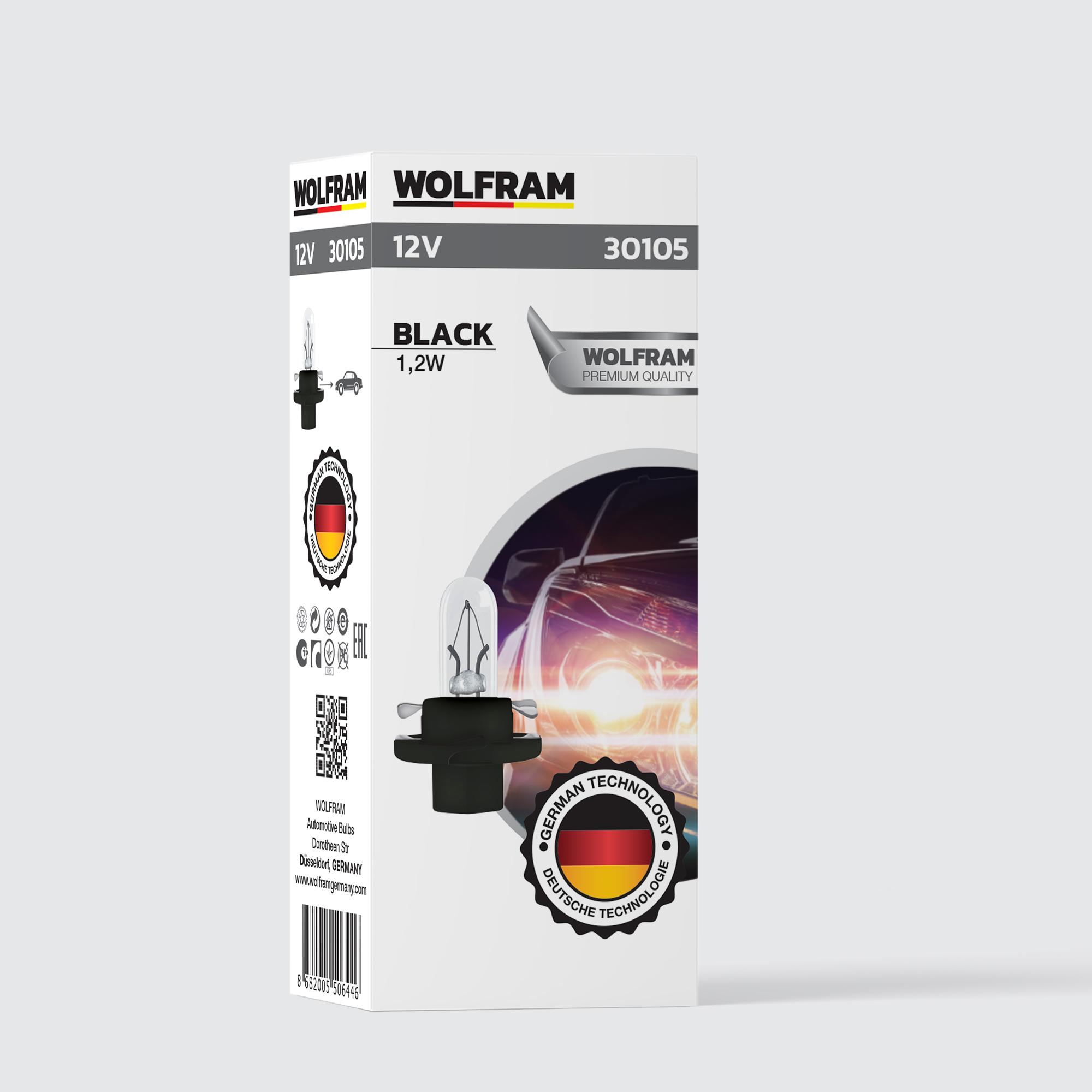 Wolfram MFX6 Duylu Gösterge Ampulü Siyah 12V 1,2W
