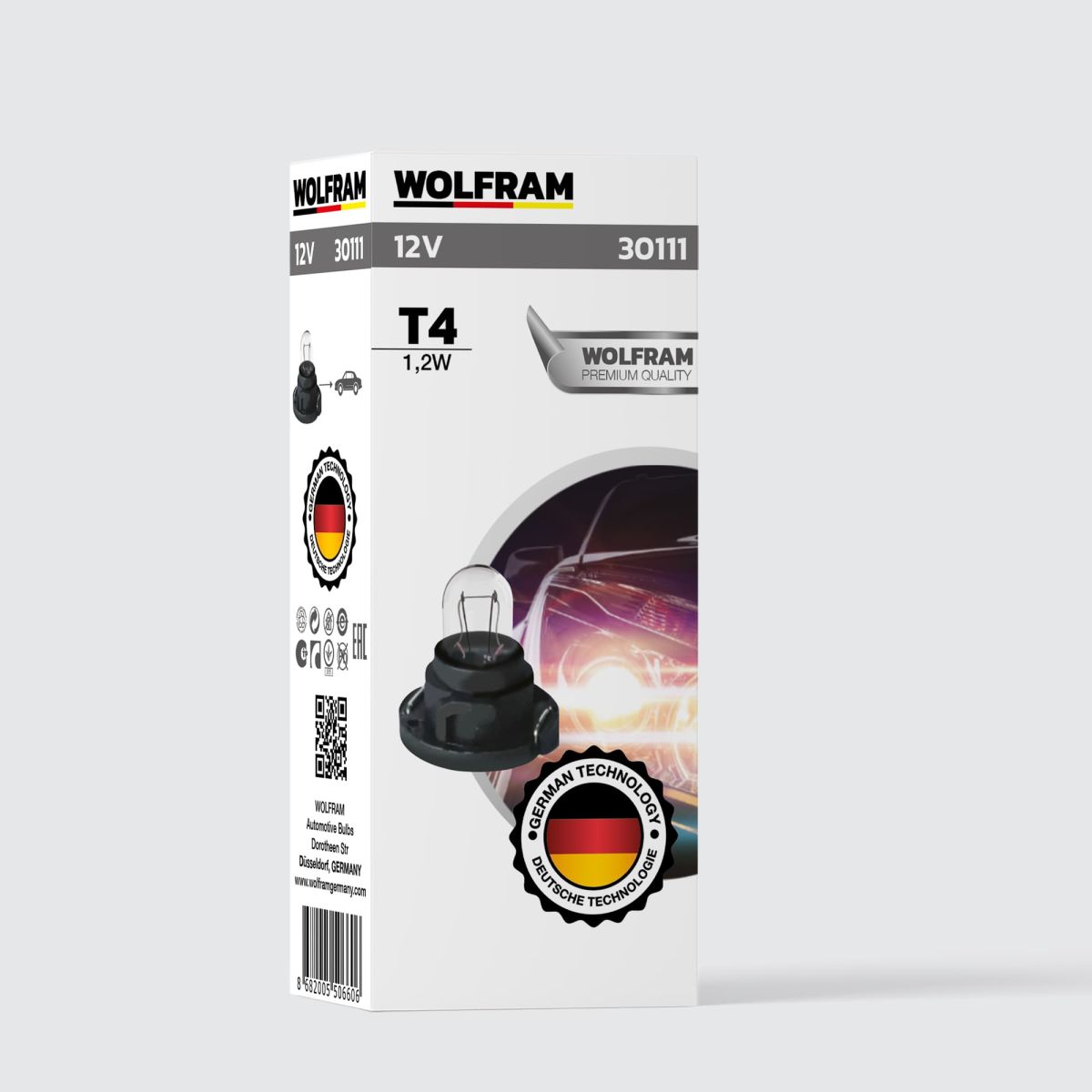 Wolfram T4 Duylu Gösterge Ampulü Siyah 12V 1,2W