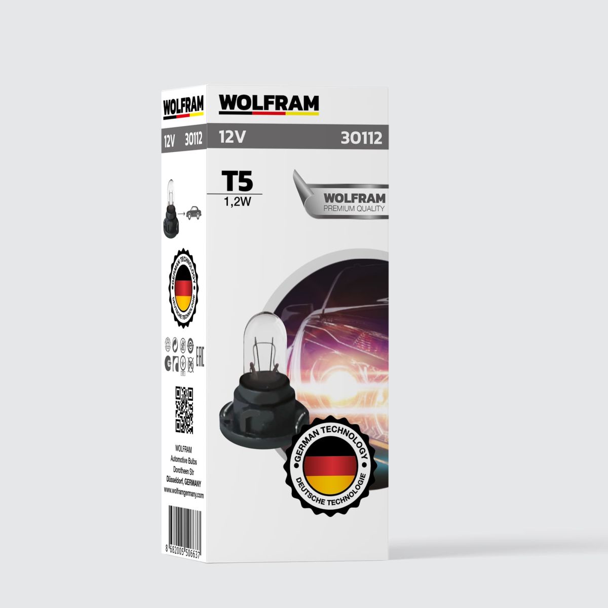 Wolfram T5 Duylu Gösterge Ampulü Siyah 12V 1,2W