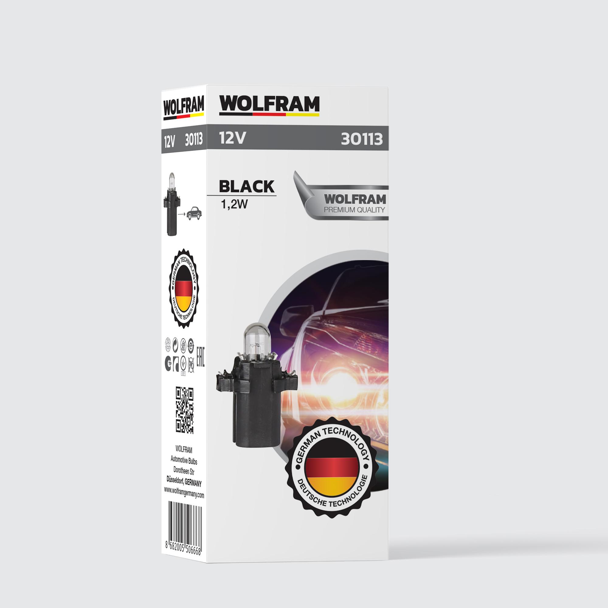 Wolfram Duylu Gösterge Ampulü Siyah 12V 1,2W