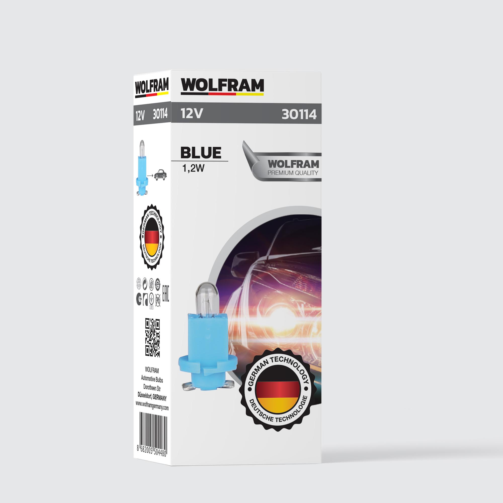 Wolfram EBS Duylu Gösterge Ampulü Mavi 12V 1,2W