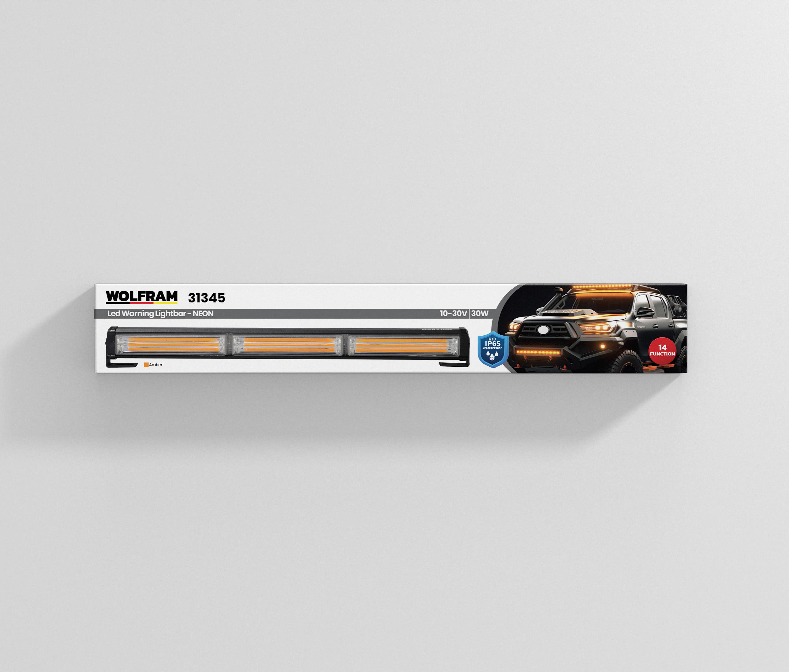 Wolfram Led İkaz Lambası NEON 14 Fonksiyon 45 cm 10/30V E-Belgeli 30W