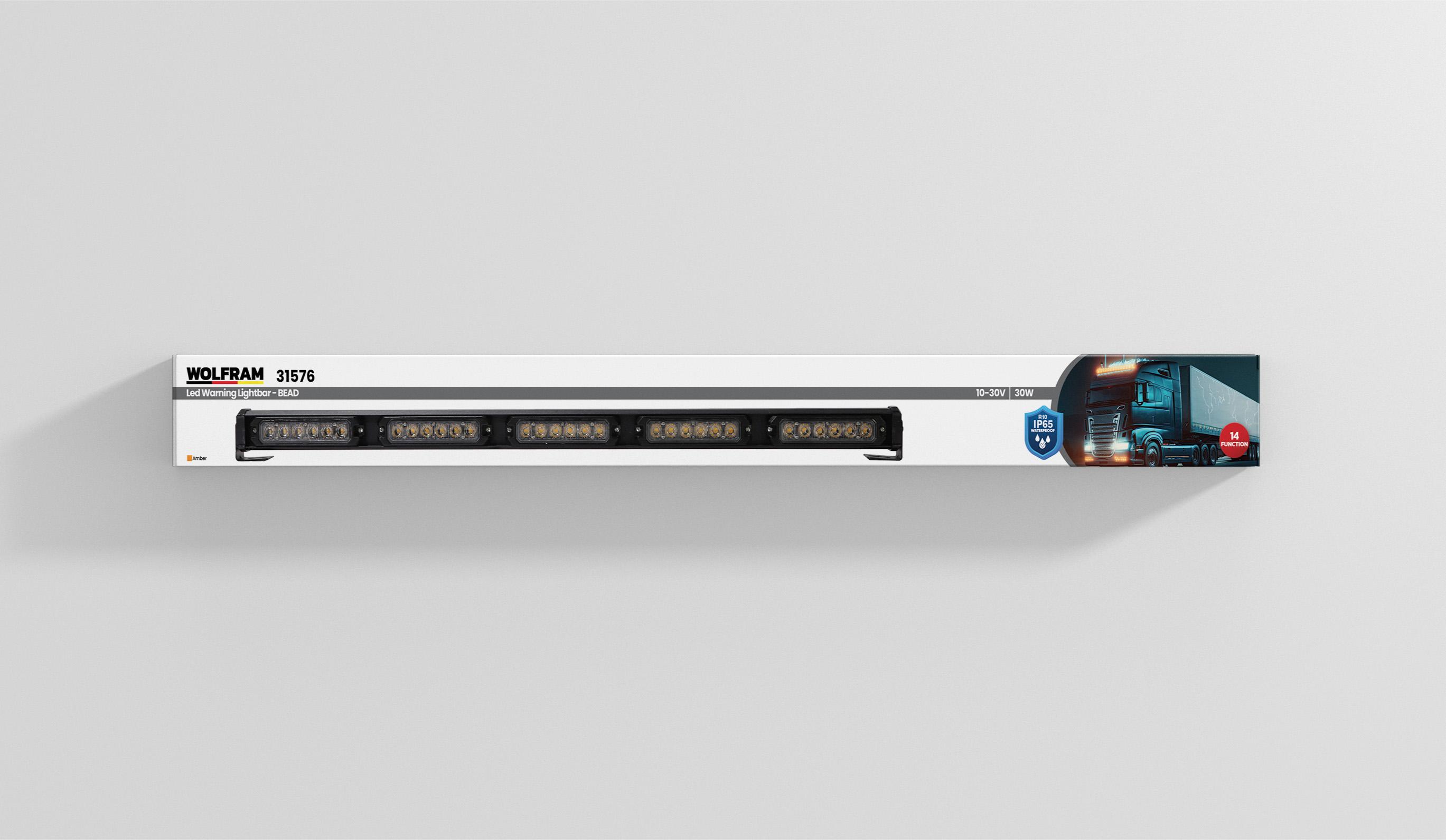 Wolfram Led İkaz Lambası Yuvarlak Modül 14 Fonksiyon 76 cm 10/30V E-Belgeli 30W