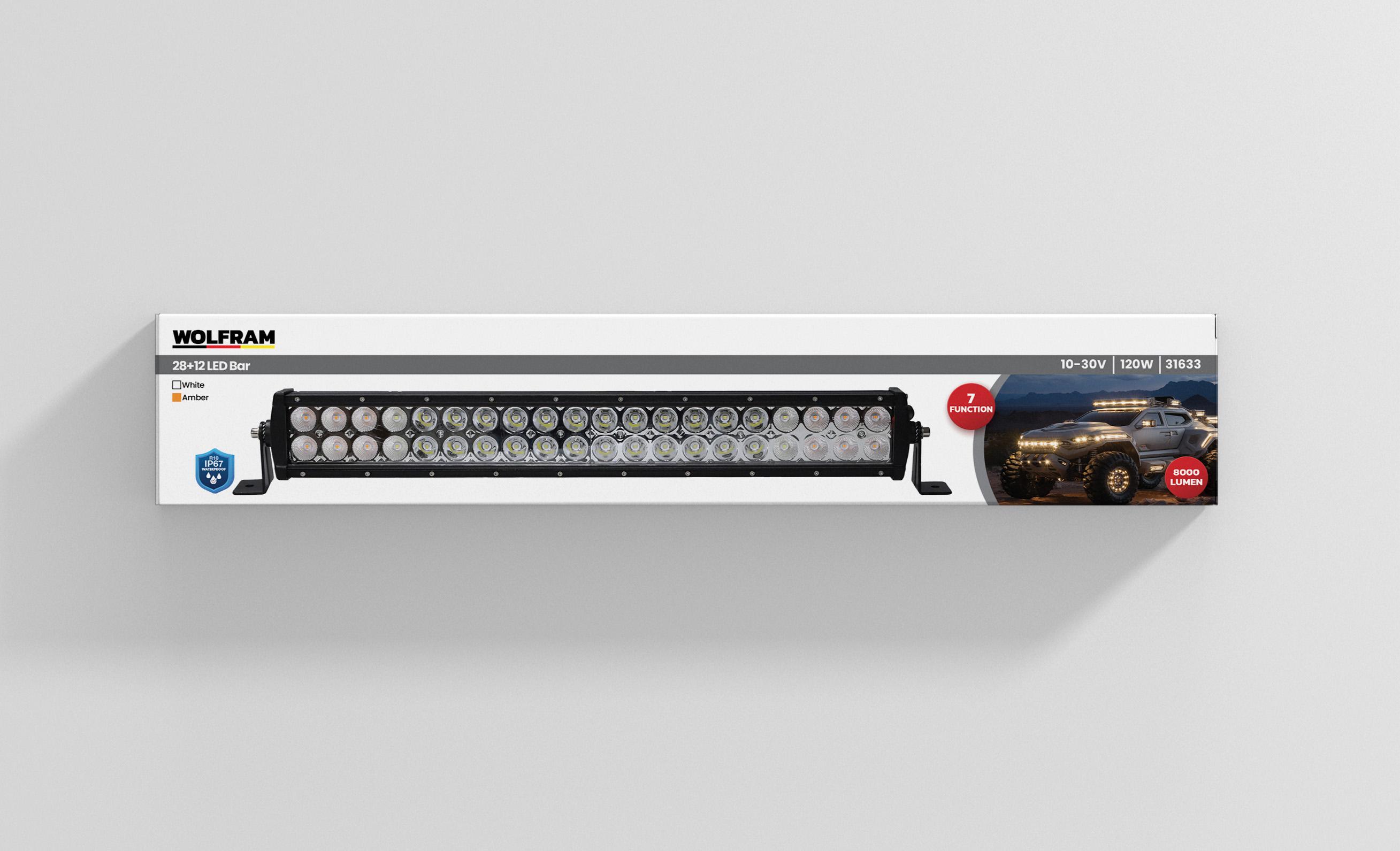 Wolfram Led Bar Beyaz Işık + Amber Işık 7 Fonksiyon Çakarlı 58 cm 12/24V E-Belgeli 120W