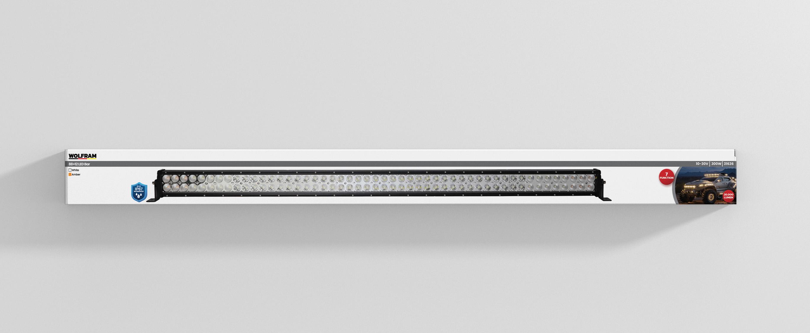 Wolfram Led Bar Beyaz Işık + Amber Işık 7 Fonksiyon Çakarlı 137 cm 12/24V E-Belgeli 300W