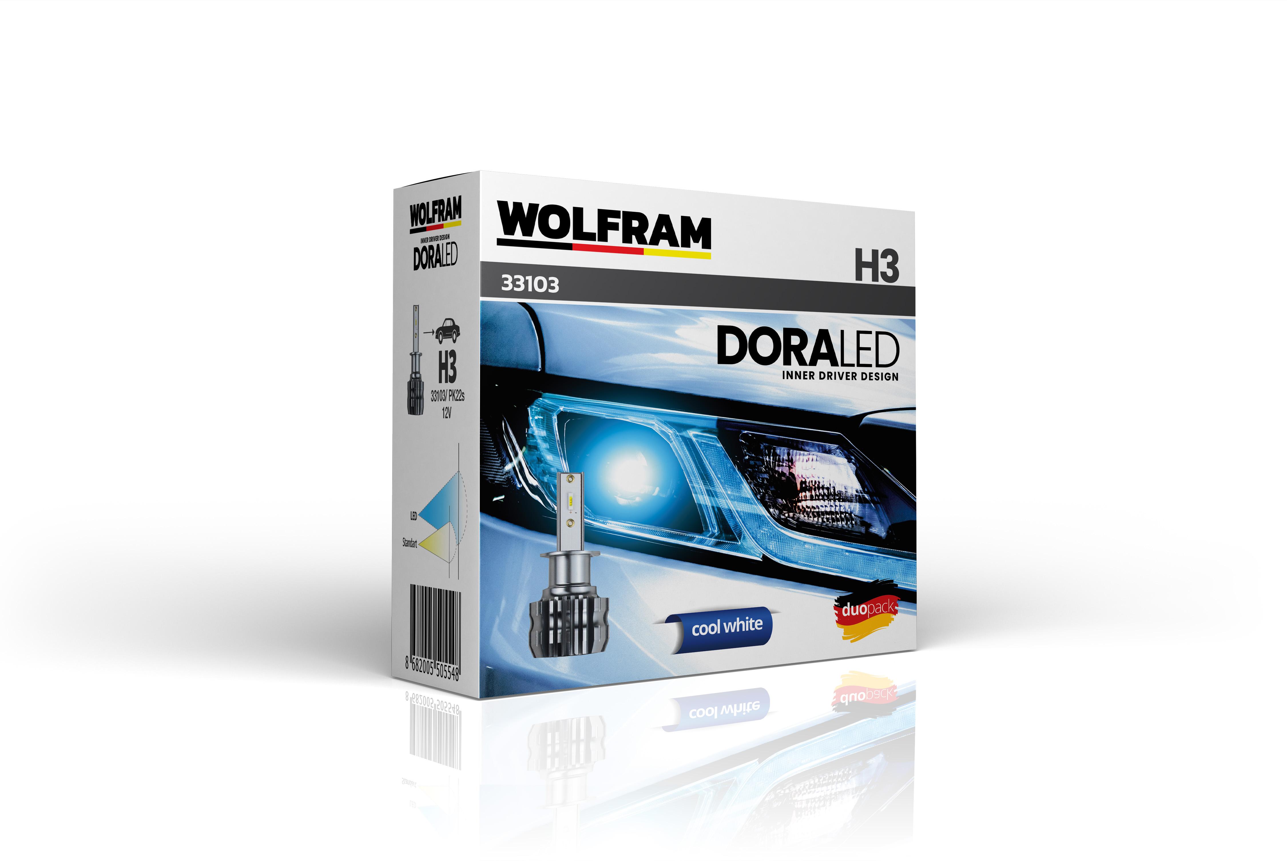 Wolfram H3 Led Xenon Ampul Fansız 6500K Dora Serisi 12V 19W