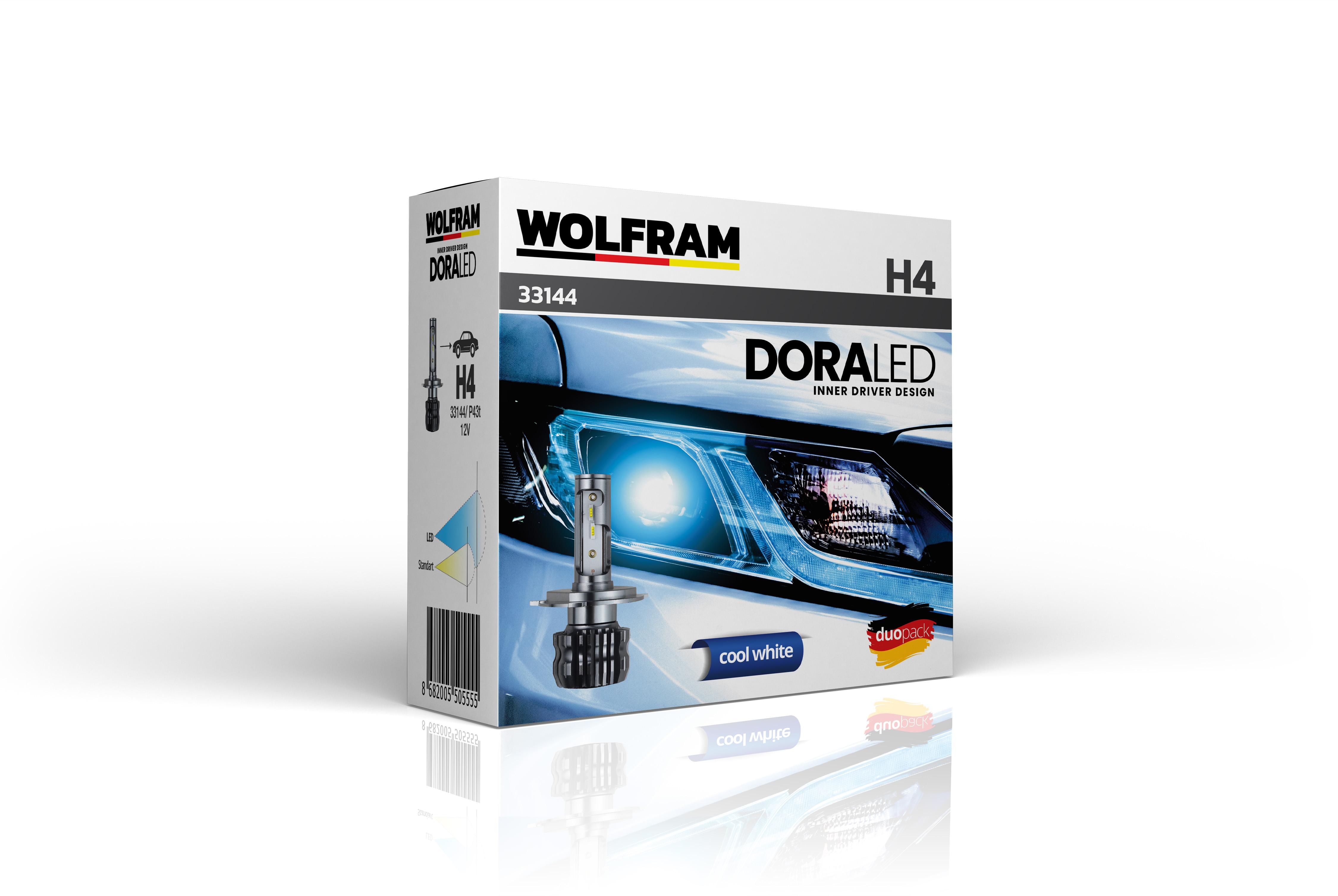 Wolfram H4 Led Xenon Kısa-Uzun Ampul Fansız 6500K Dora Serisi 12V 19W