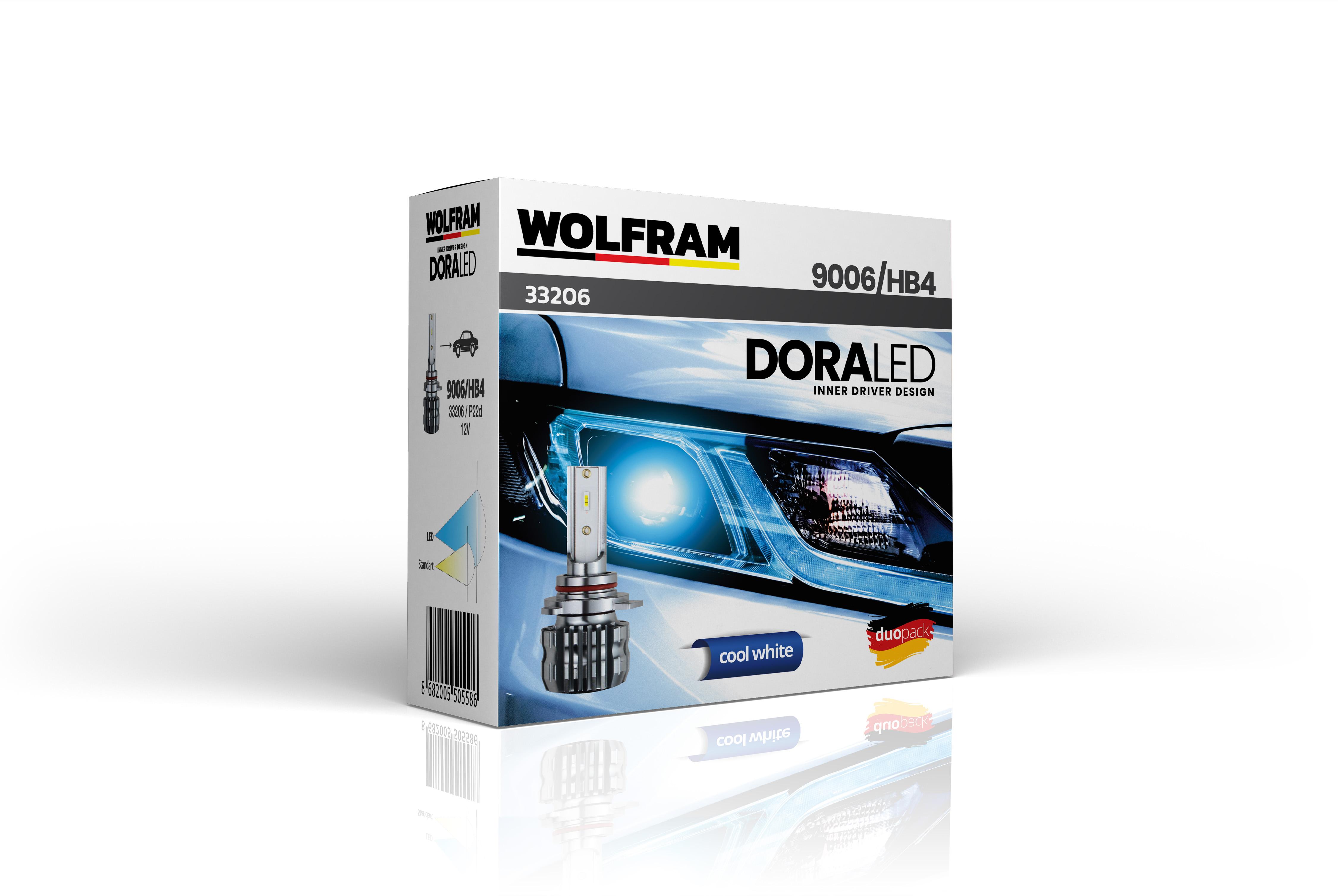 Wolfram 9006 HB4 Led Xenon Ampul Fansız 6500K Dora Serisi 12V 19W