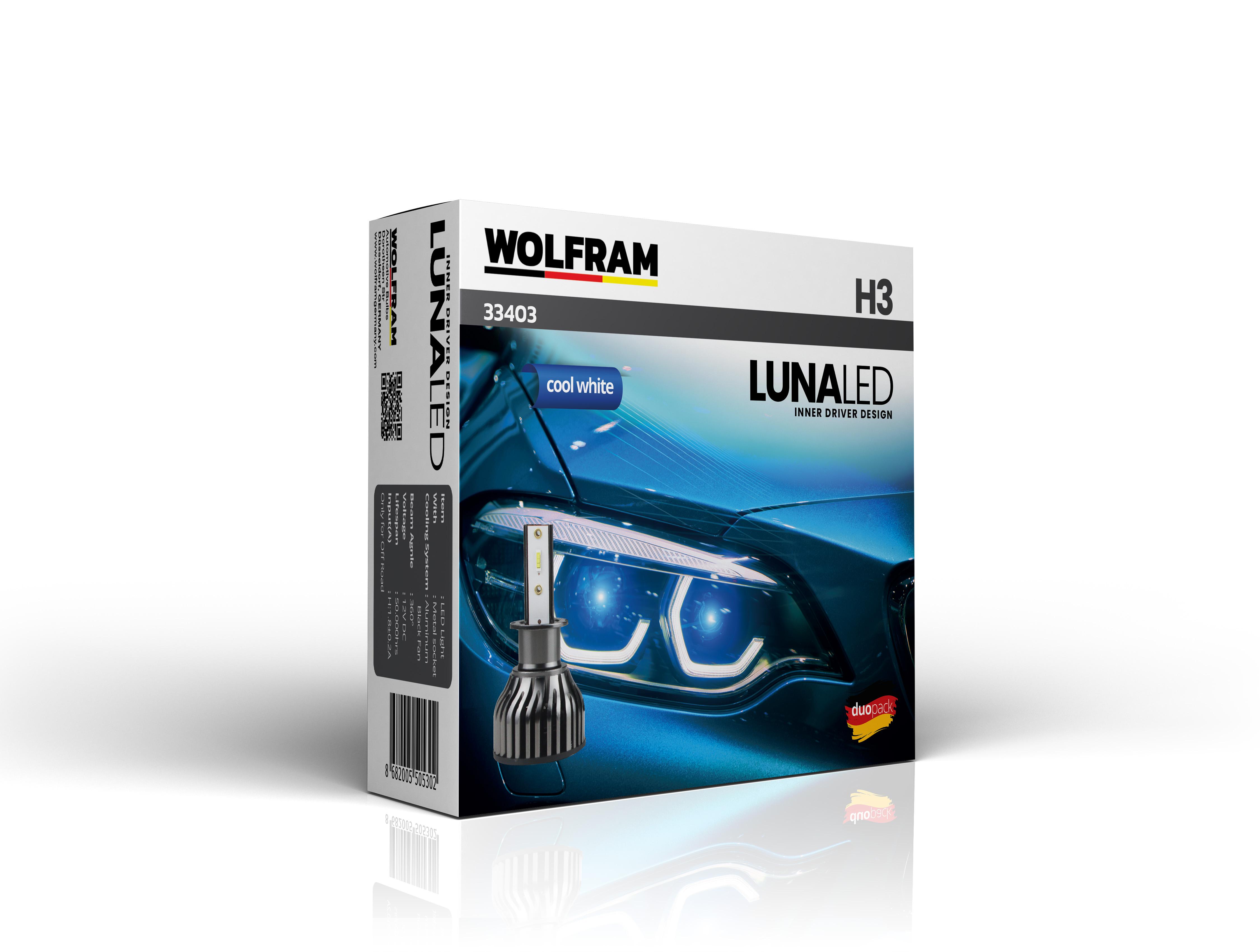 Wolfram H3 Led Xenon Ampul Fanlı 6500K Luna Serisi 12V 22W