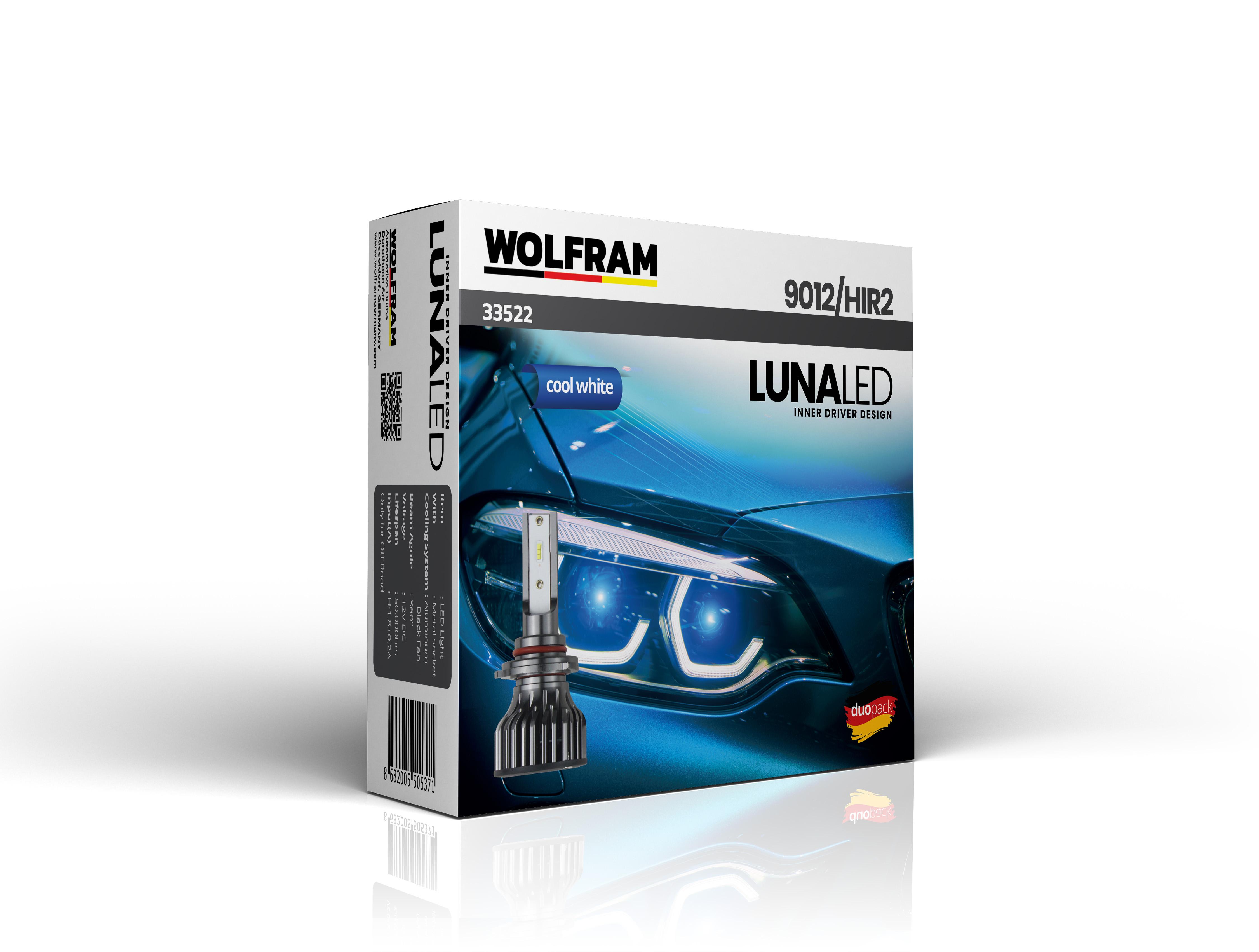 Wolfram HIR2 9012 Led Xenon Ampul Fanlı 6500K Luna Serisi 12V 22W