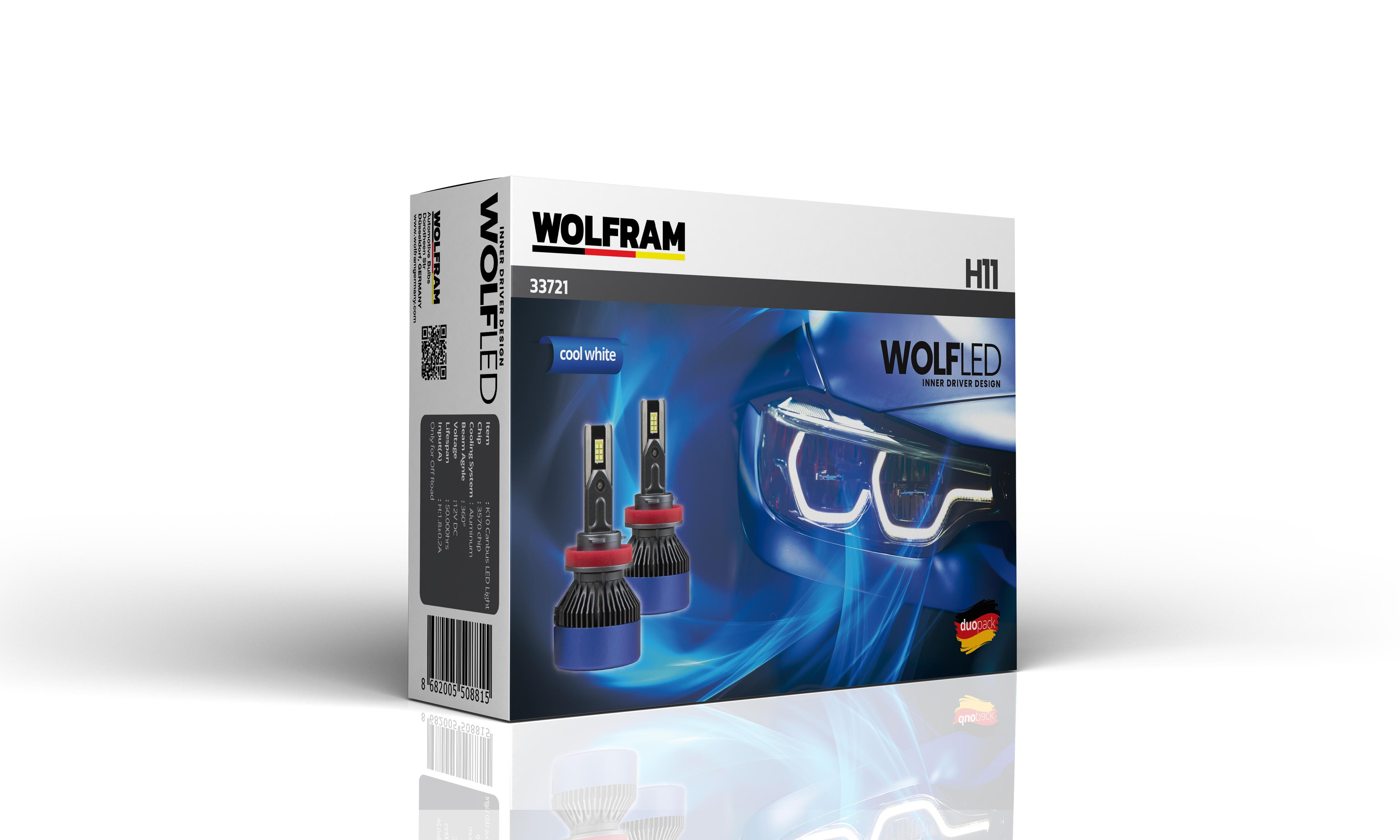 Wolfram H11 Led Xenon Ampul Fanlı 11000K Wolf Serisi 12V 75W