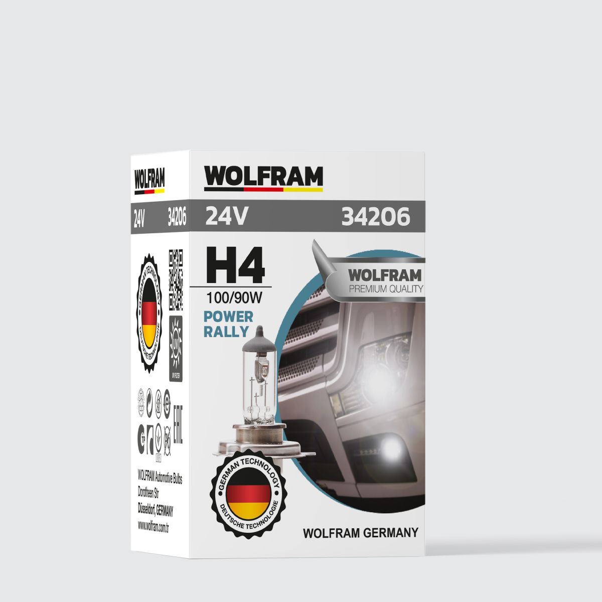 Wolfram H4 Ampul Standart Işık Tırnaklı P43T 24V 100/90W