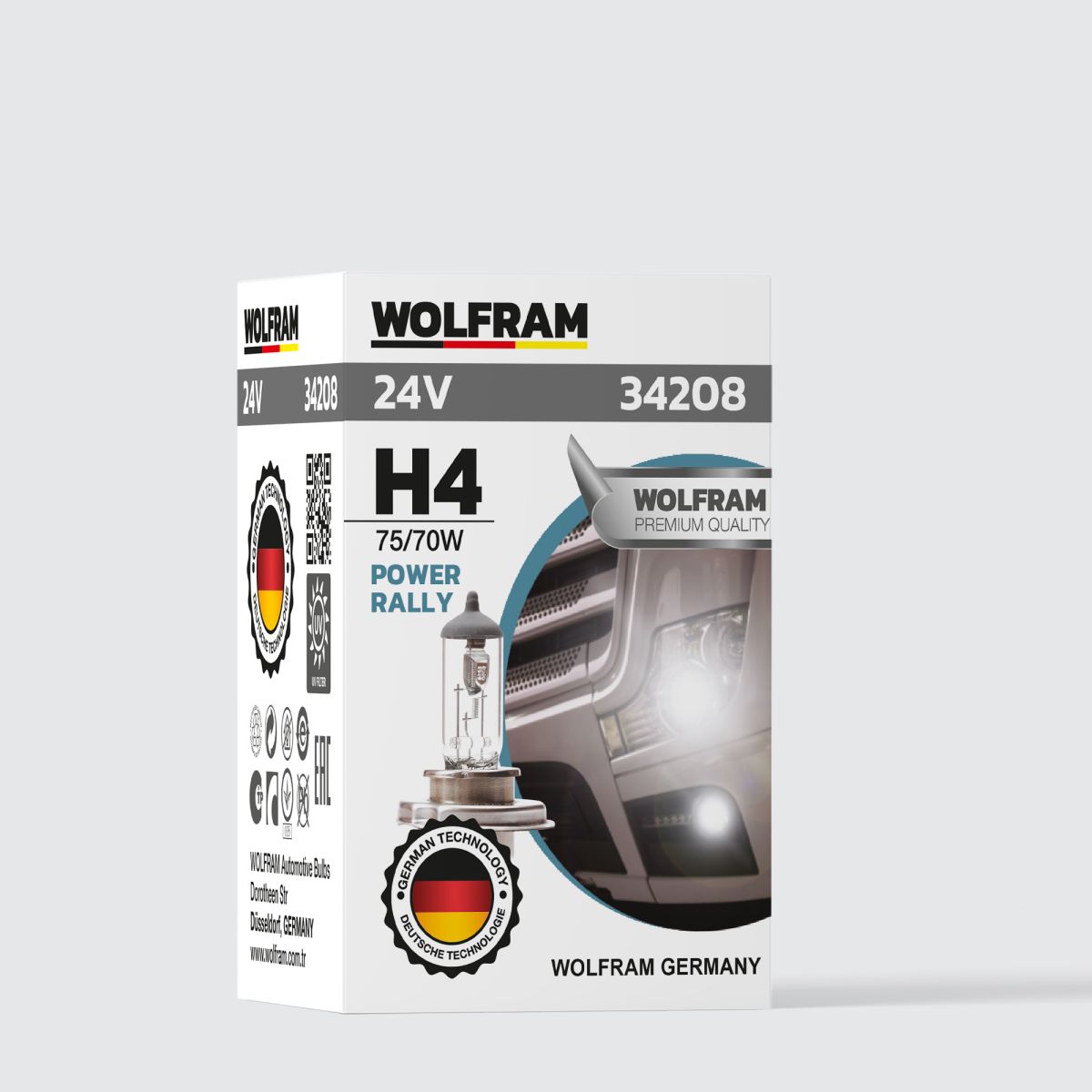 Wolfram H4 Ampul Standart Işık Tablalı P45T 24V 75/70W