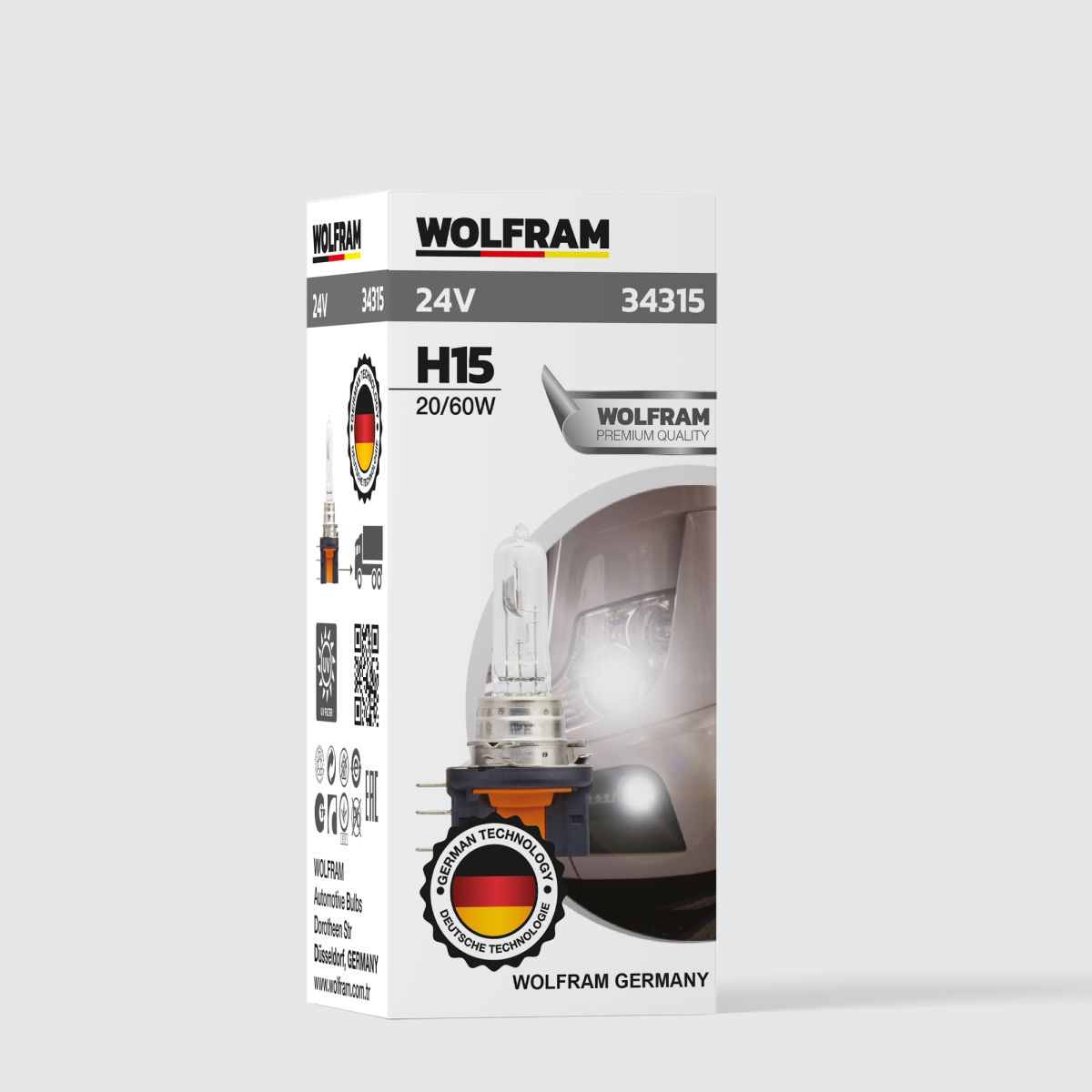 Wolfram H15 Ampul Standart Işık 24V 20/60W