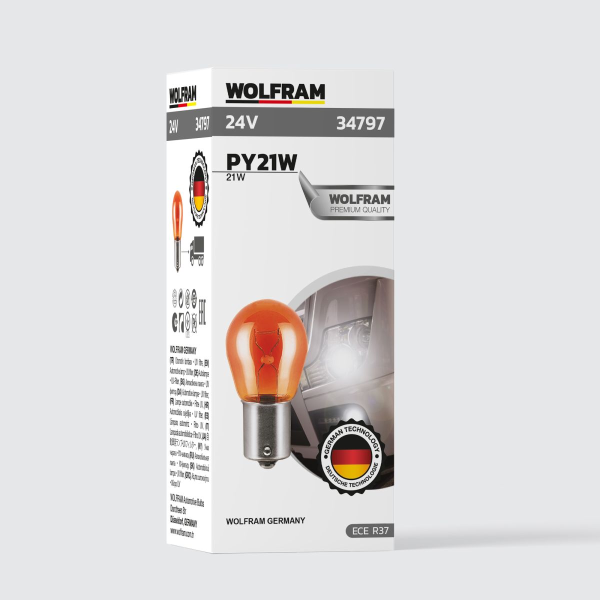 Wolfram PY21W 93 Ampul Yan Tırnak Sarı Uzun Ömür 24V 21W