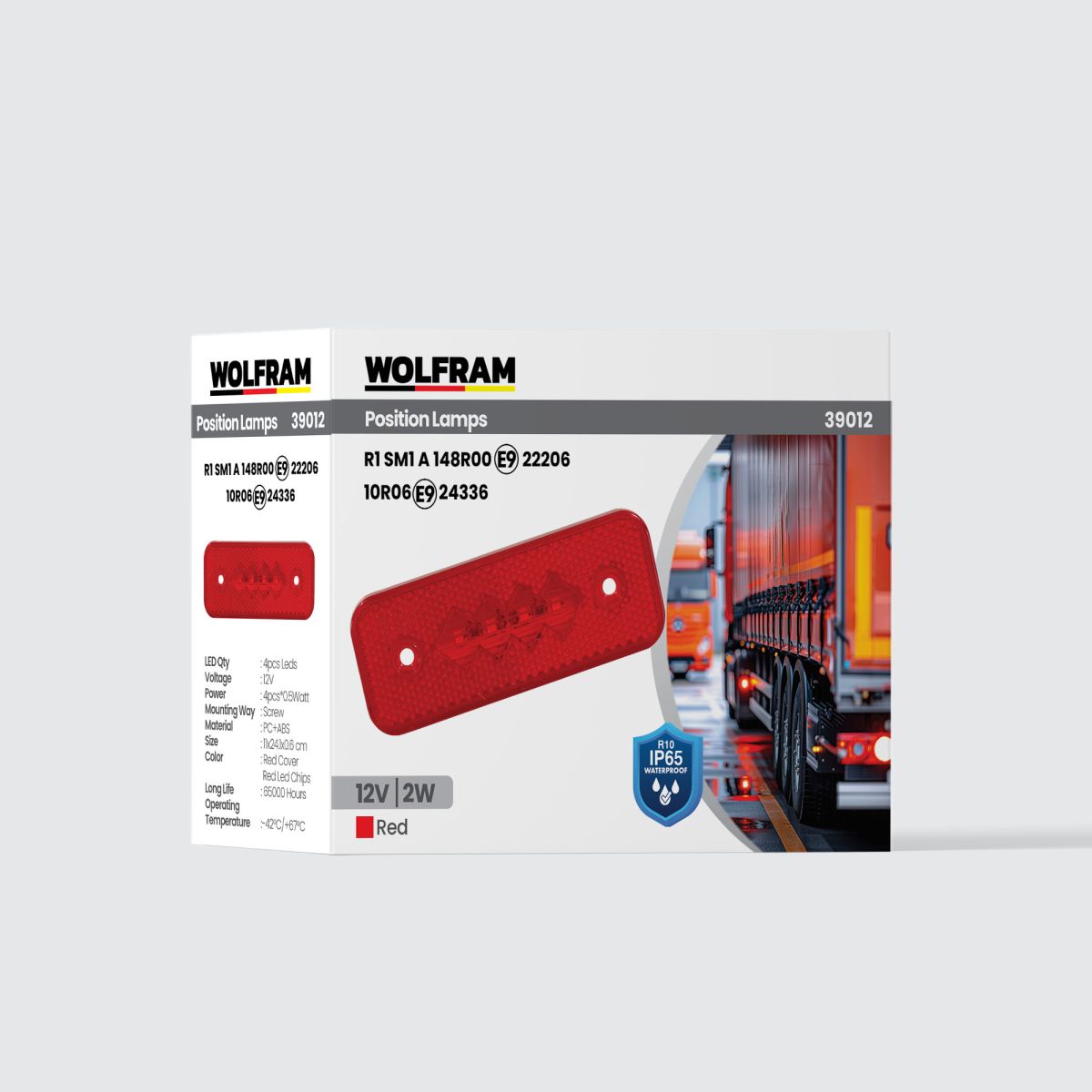 Wolfram Side Marker Yan Pozisyon Lambası Kırmızı Renk Led 12V 2W E9-R10 Belgeli