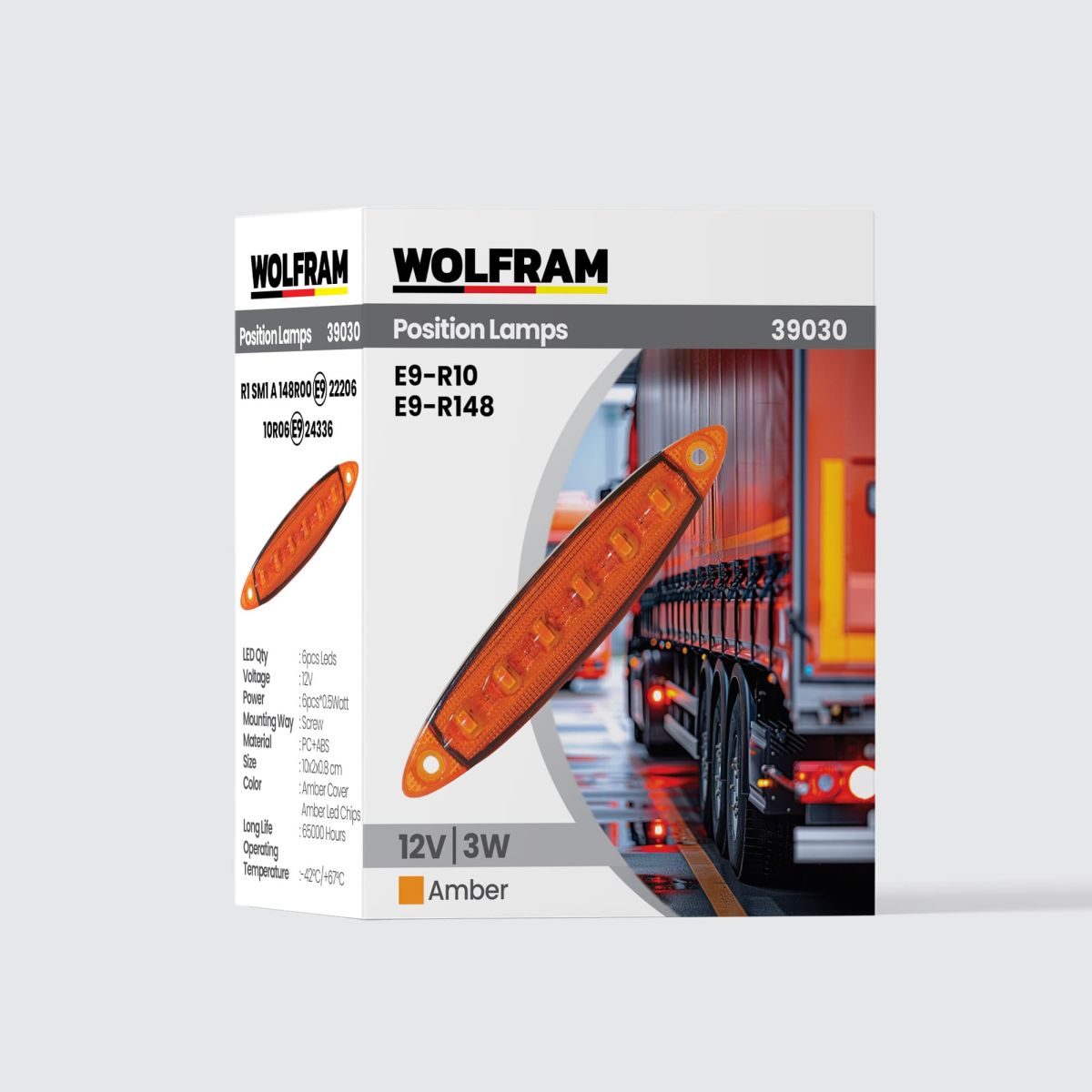 Wolfram Led Yan Pozisyon Lambası Amber Renk Parmak Led 12V 3W E9-R10 Belgeli
