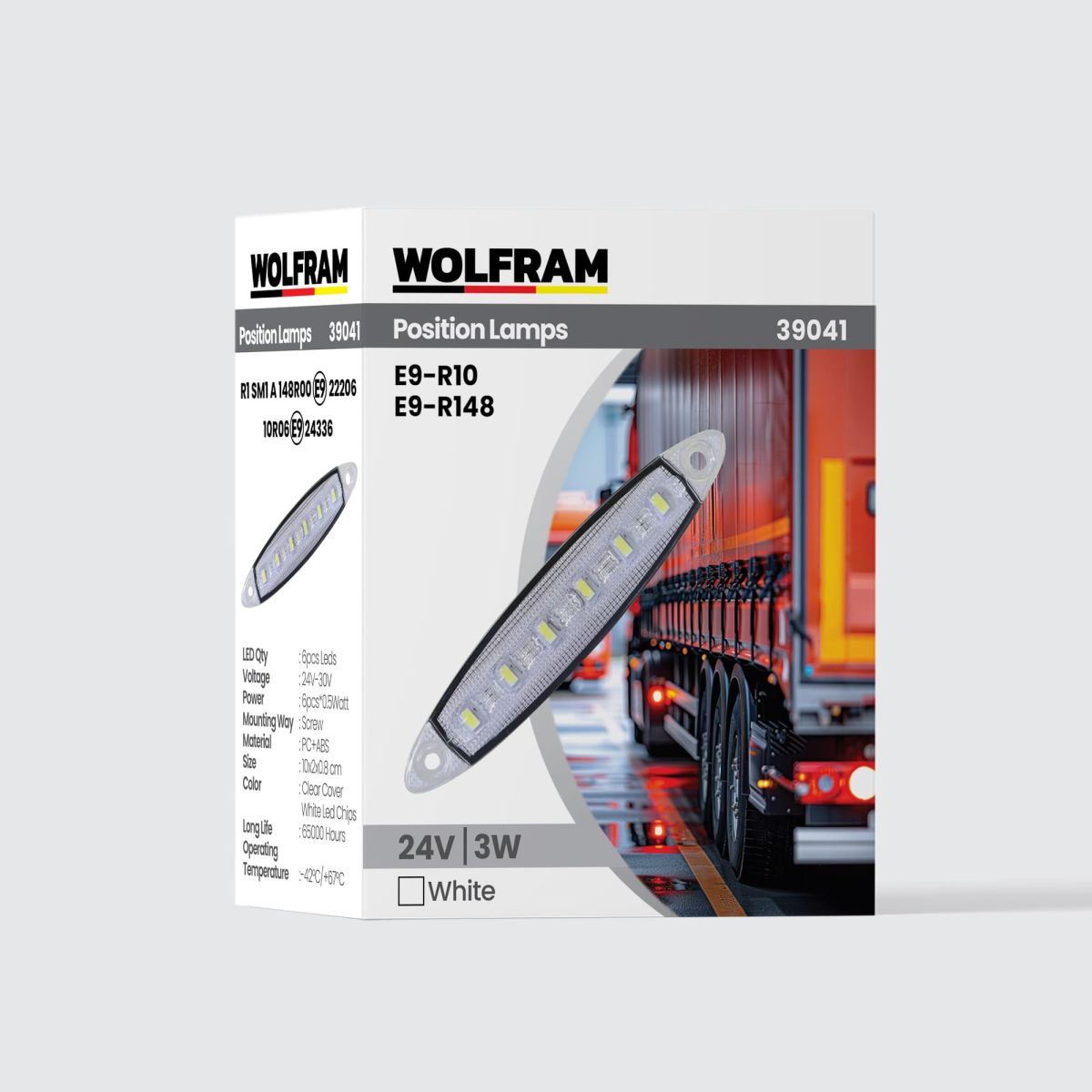 Wolfram Led Yan Pozisyon Lambası Beyaz Renk Parmak Led 24V 3W E9-R10 Belgeli