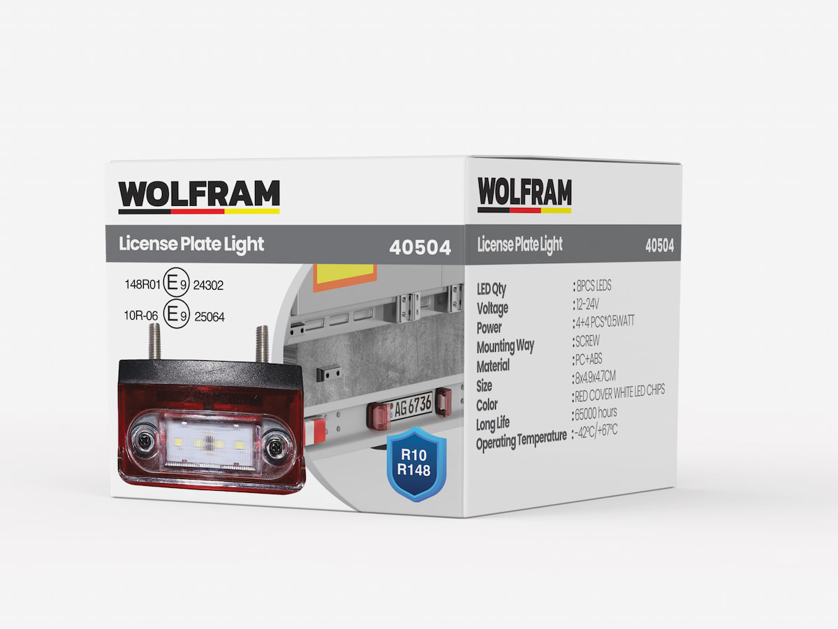 Wolfram Led Plaka Lambası Kırmızı Kapak 12–24V R10 R148
