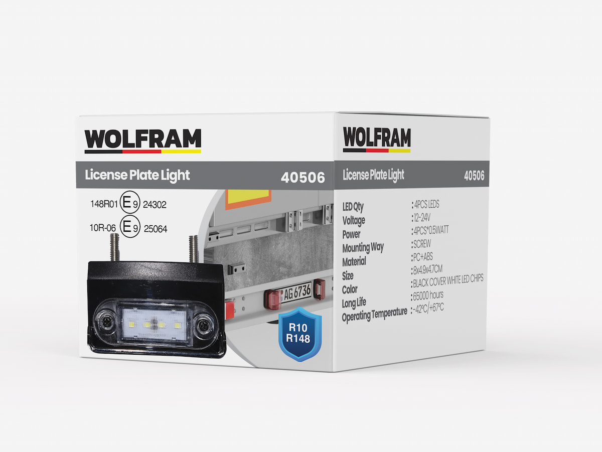 Wolfram Led Plaka Lambası Siyah Kapak 12–24V R10 R148