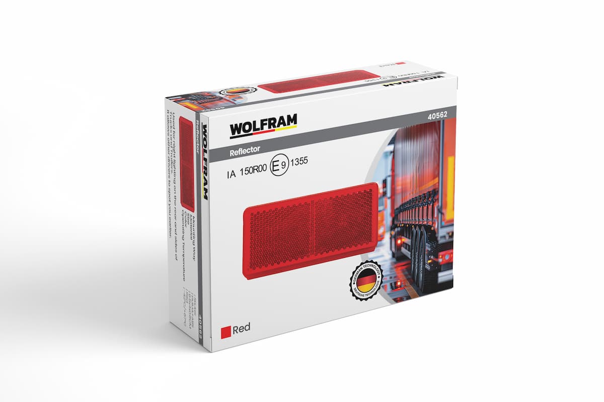 Wolfram Dikdörtgen Reflektör 3M Bantlı E-Belgeli Kırmızı (Wolfram 40562)