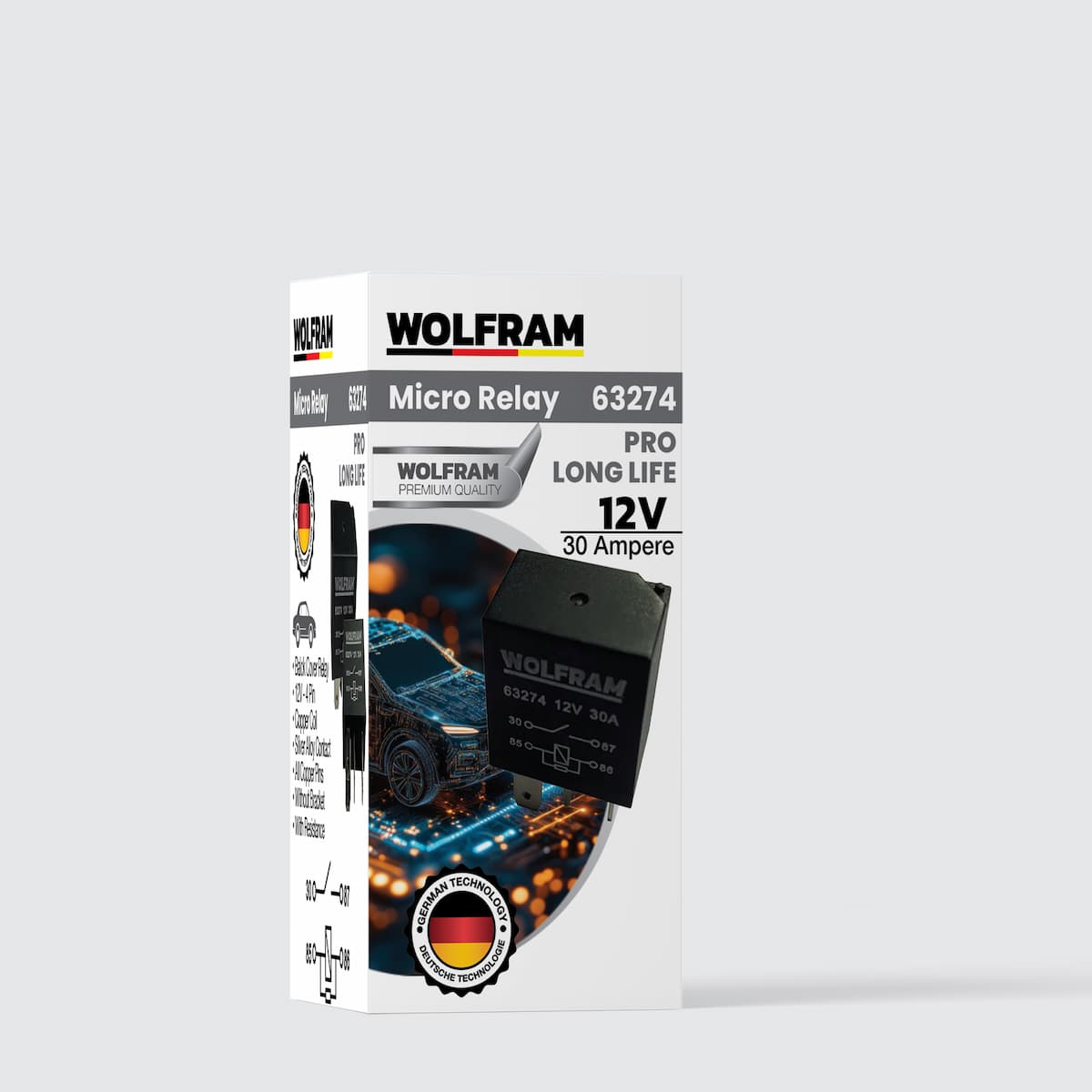 Wolfram Röle Çift Platinli Siyah 4 Uçlu Mikro Yeni Model Pro