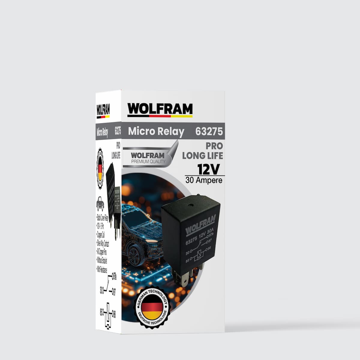 Wolfram Röle Çift Platinli Siyah 5 Uçlu Mikro Yeni Model Pro