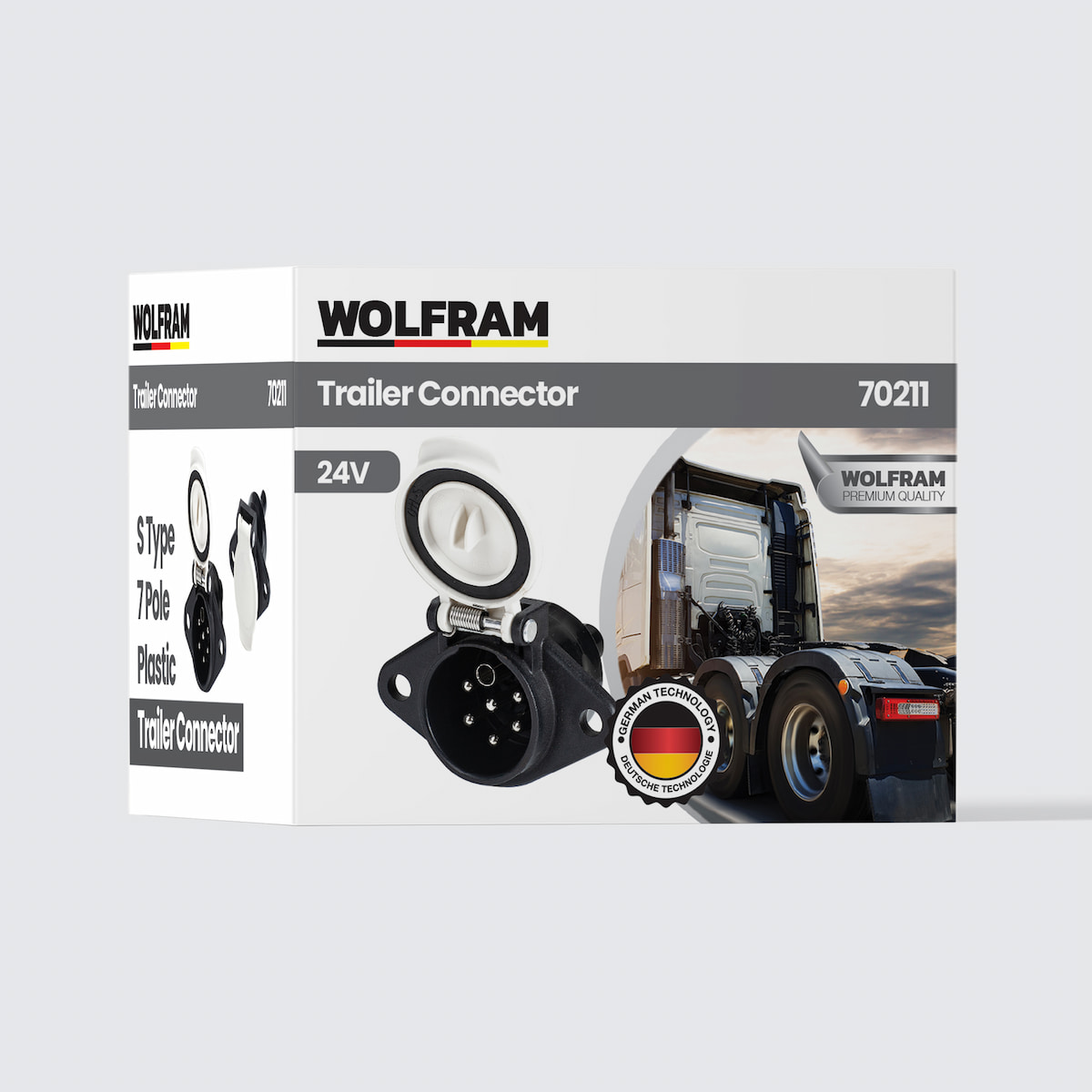 Wolfram 7'li S Tip Plastik Tır Dorse Fişi Dişi Beyaz Kapak