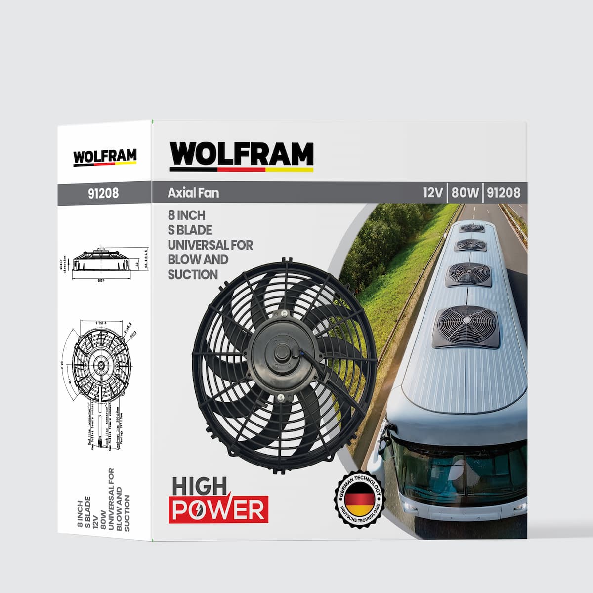 Wolfram Axial Fan 8 Inch S Kanat 12V